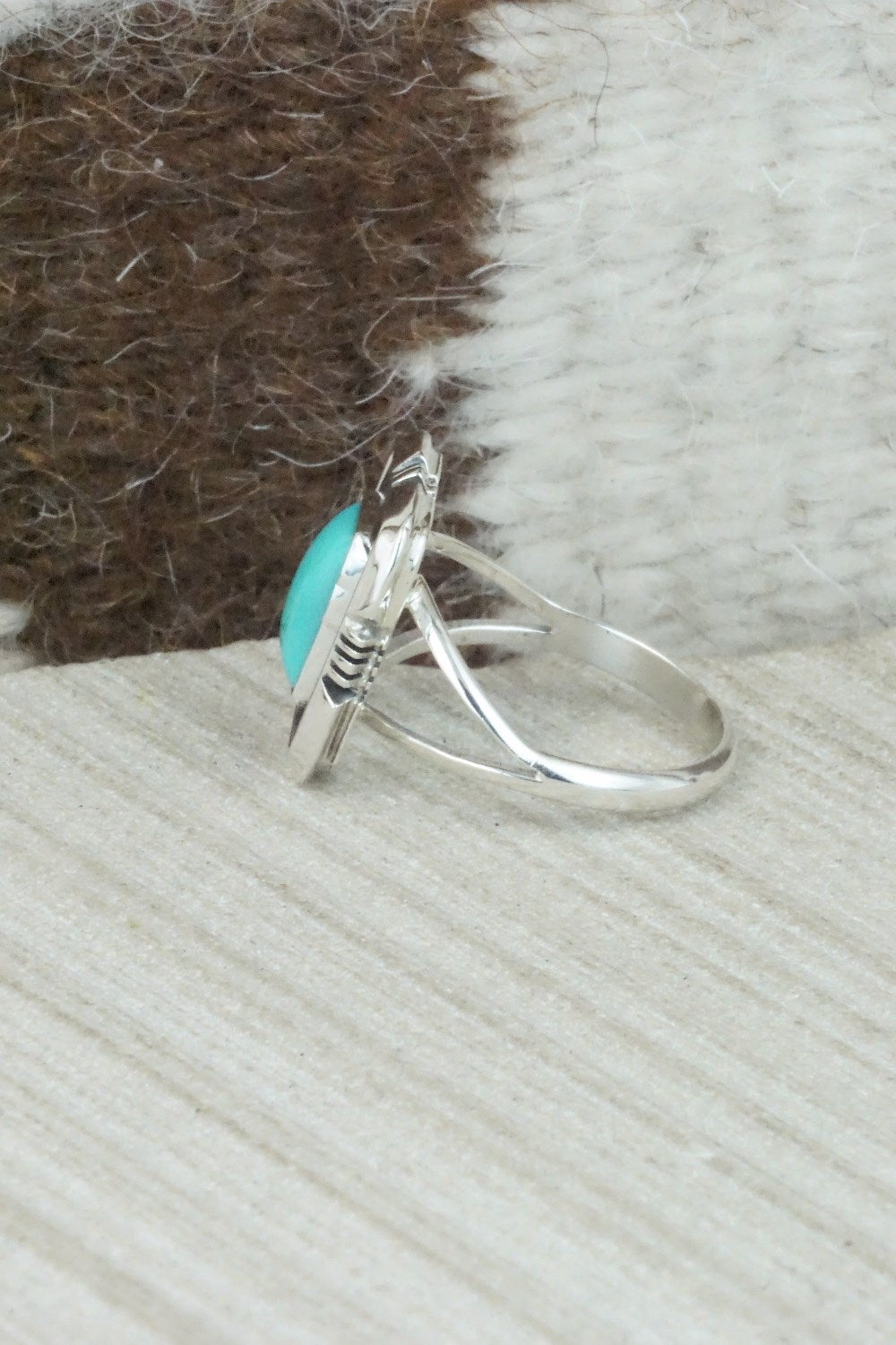 Turquoise & Sterling Silver Ring - Mark Barney - Size 8