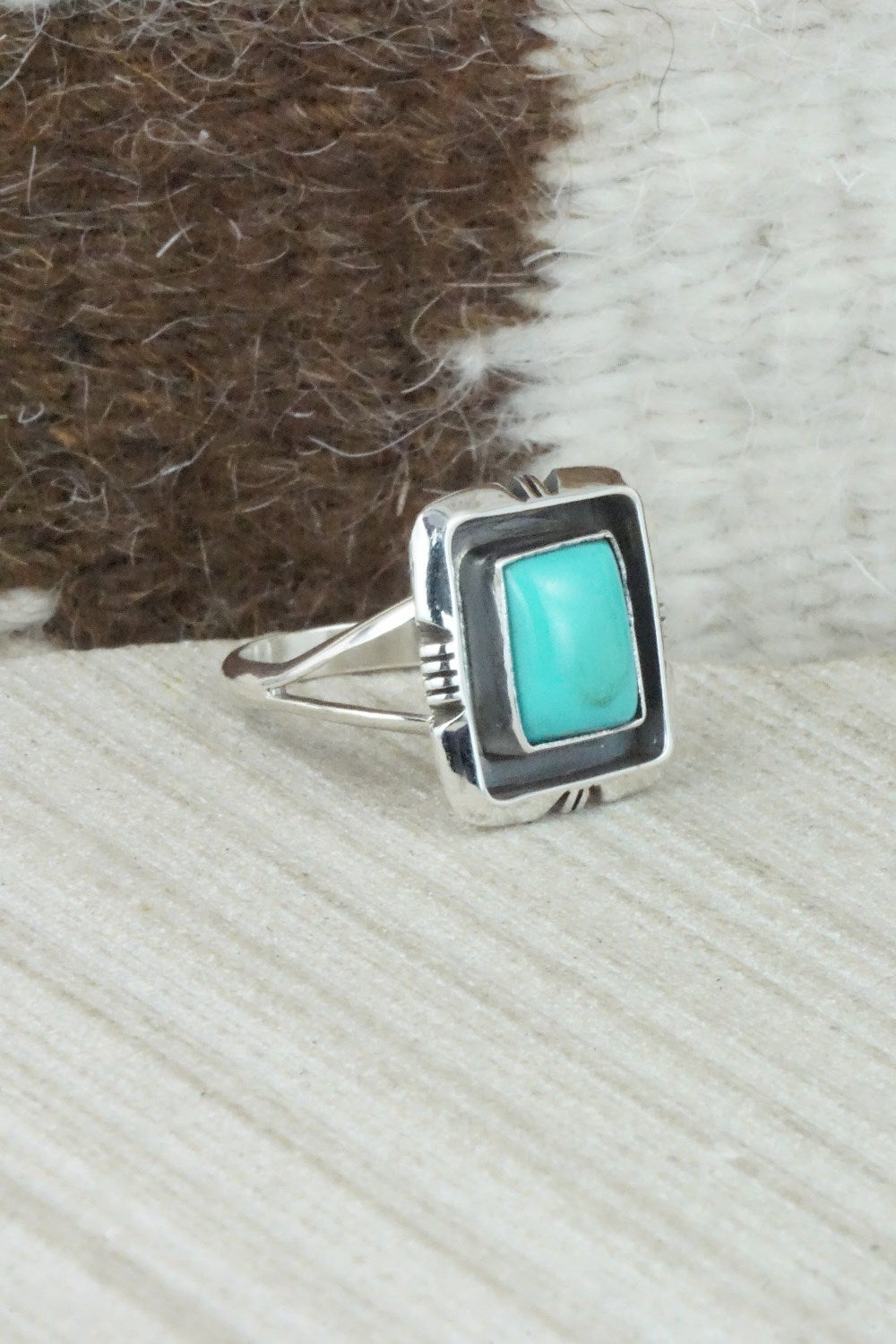 Turquoise & Sterling Silver Ring - Mark Barney - Size 8
