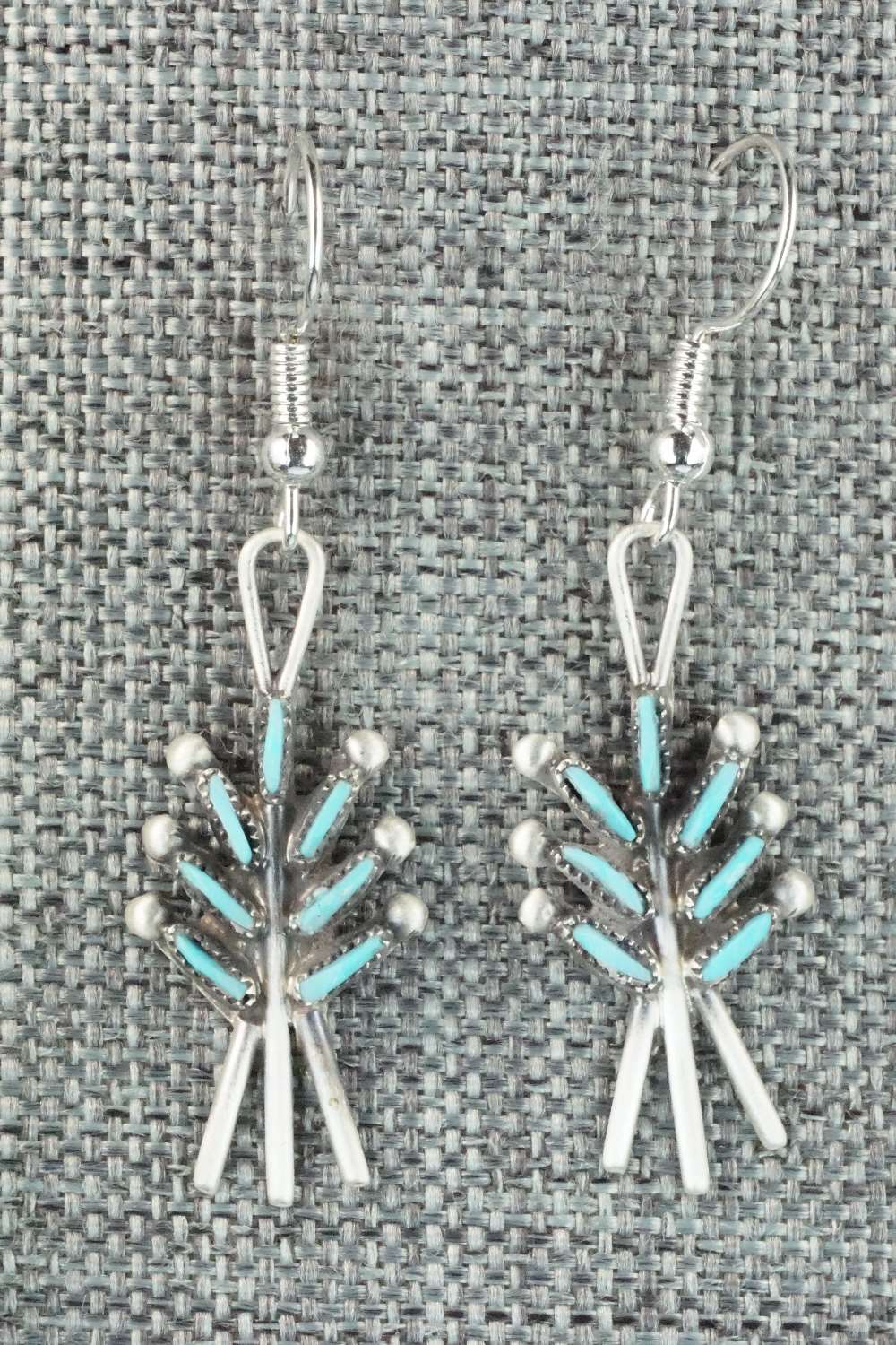 Turquoise & Sterling Silver Squash Blossom & Earrings - Lorna Mahkee