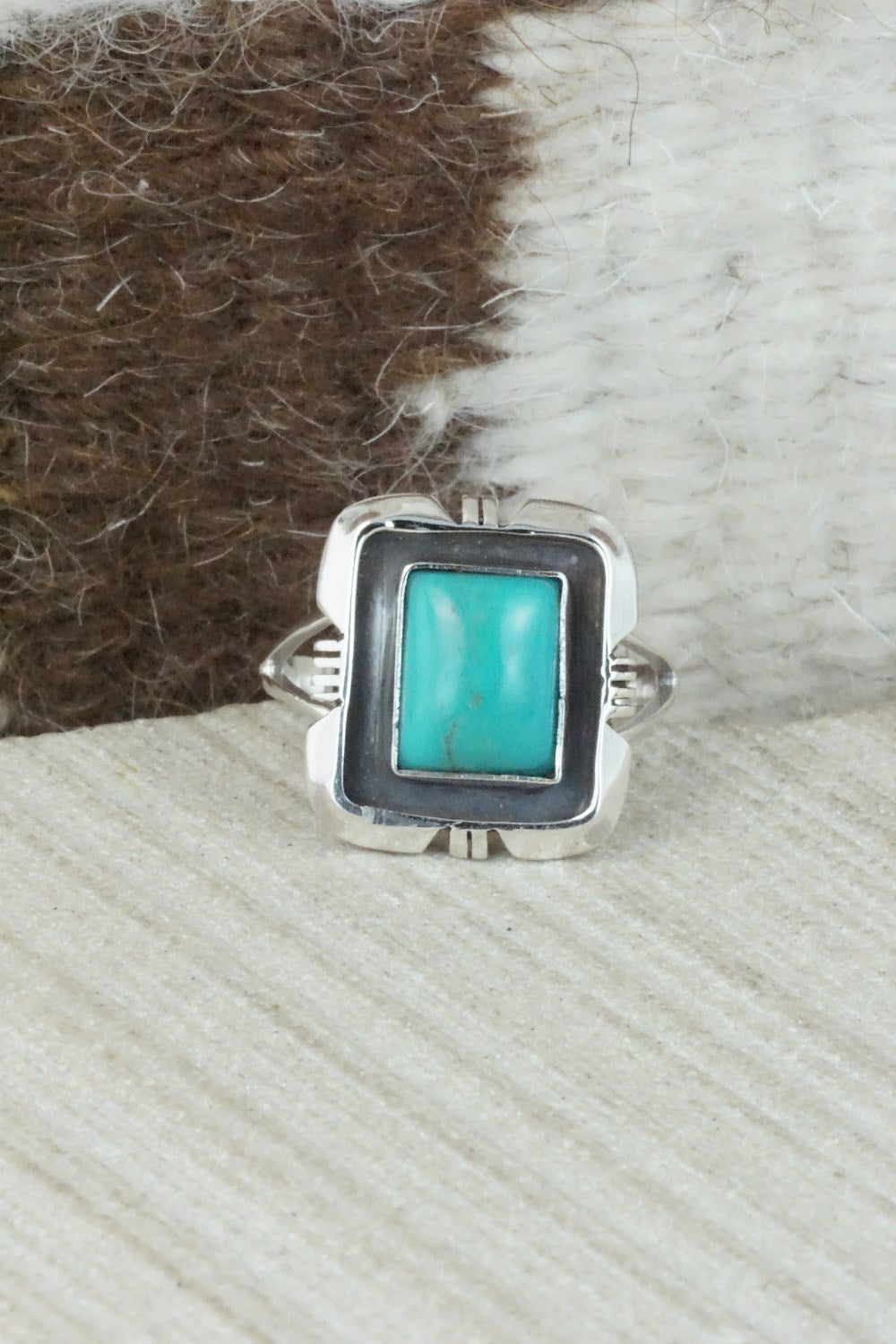 Turquoise & Sterling Silver Ring - Mark Barney - Size 8.75