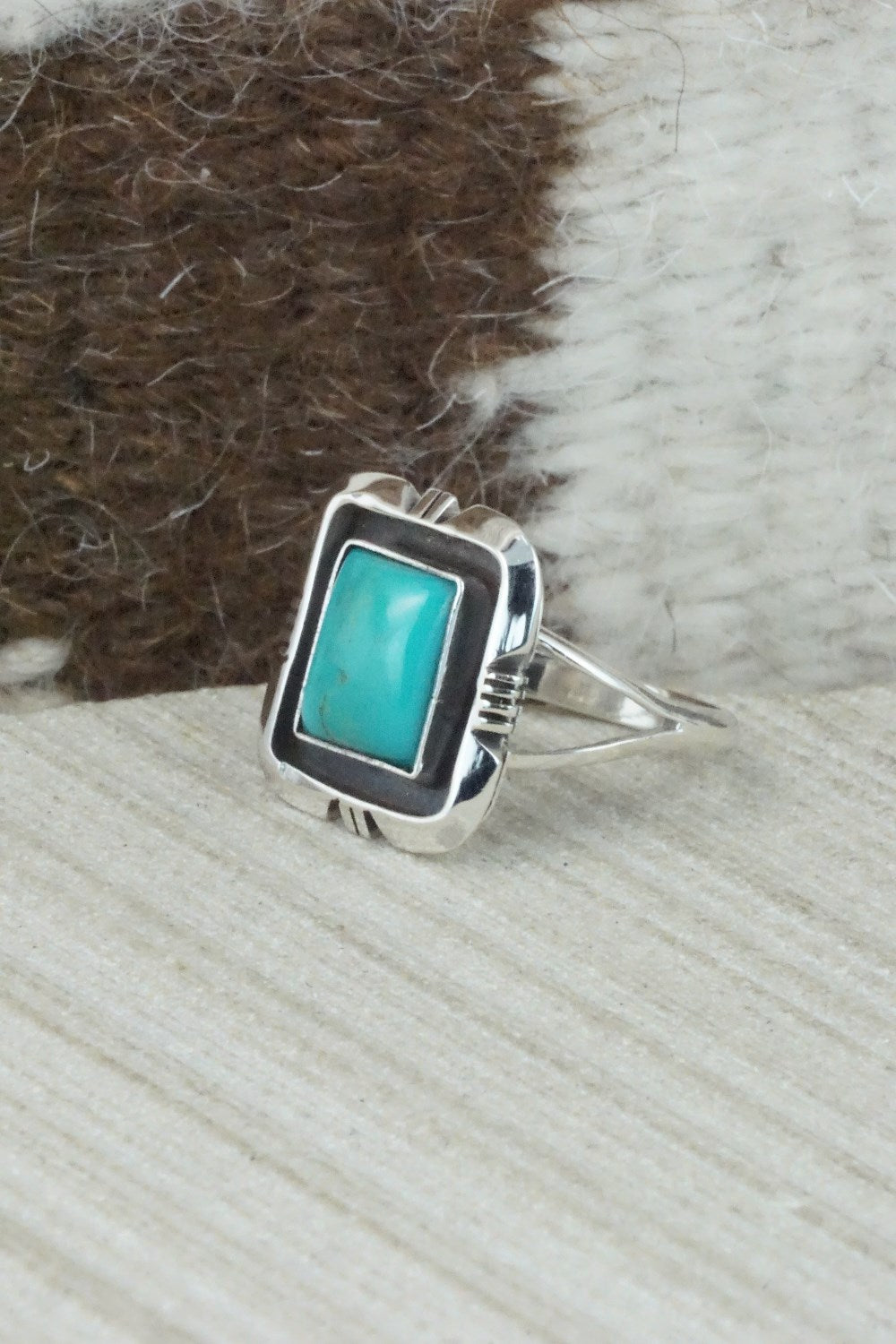 Turquoise & Sterling Silver Ring - Mark Barney - Size 8.75