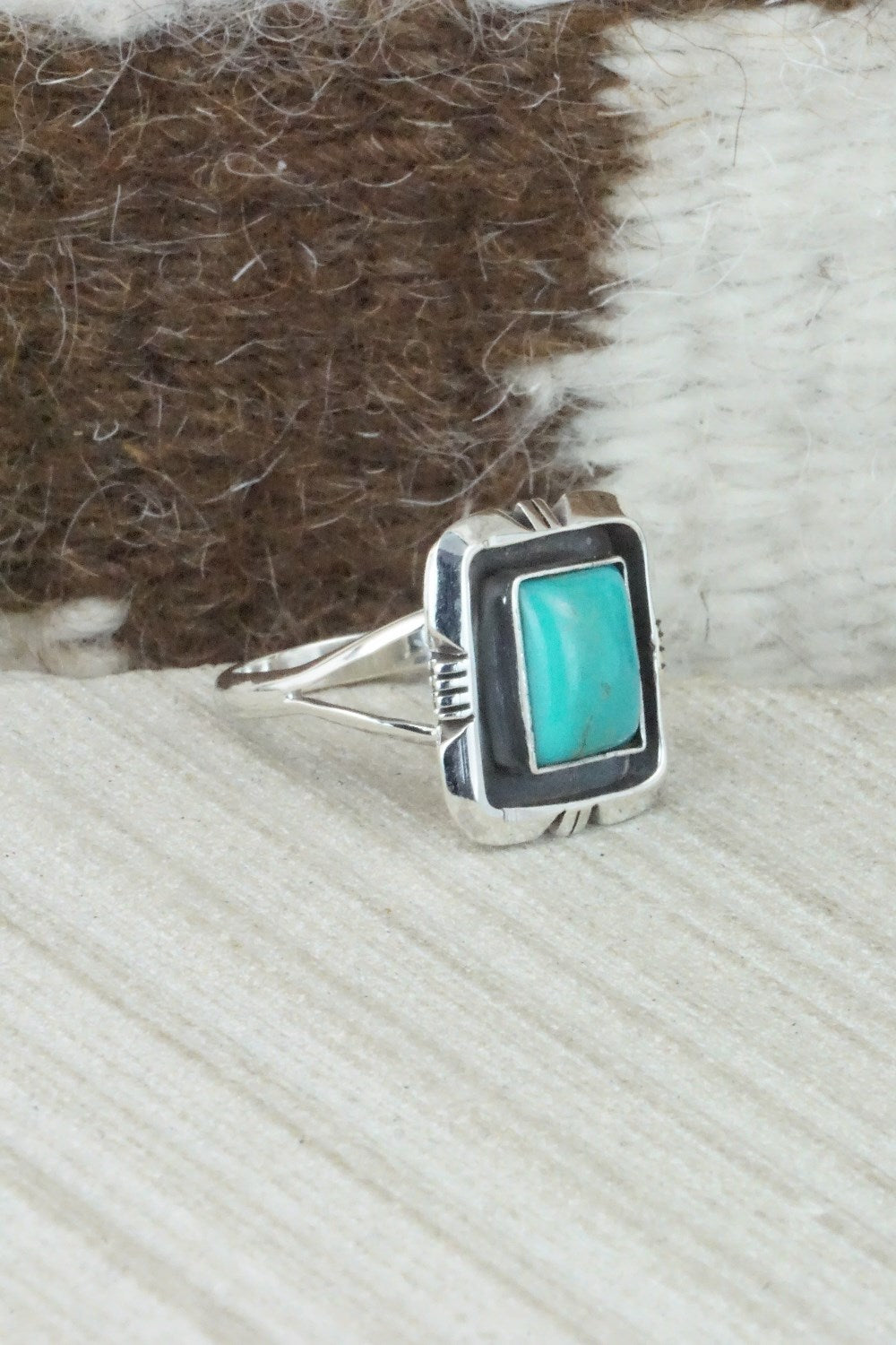 Turquoise & Sterling Silver Ring - Mark Barney - Size 8.75