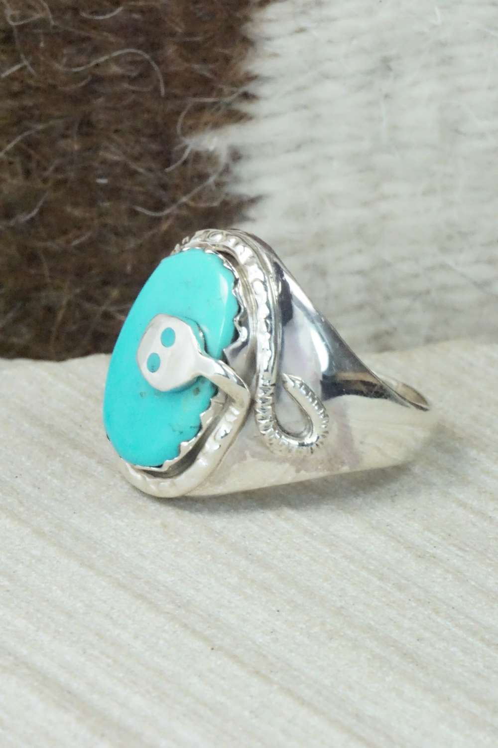 Turquoise & Sterling Silver Ring - Joy Calabaza - Size 11.5