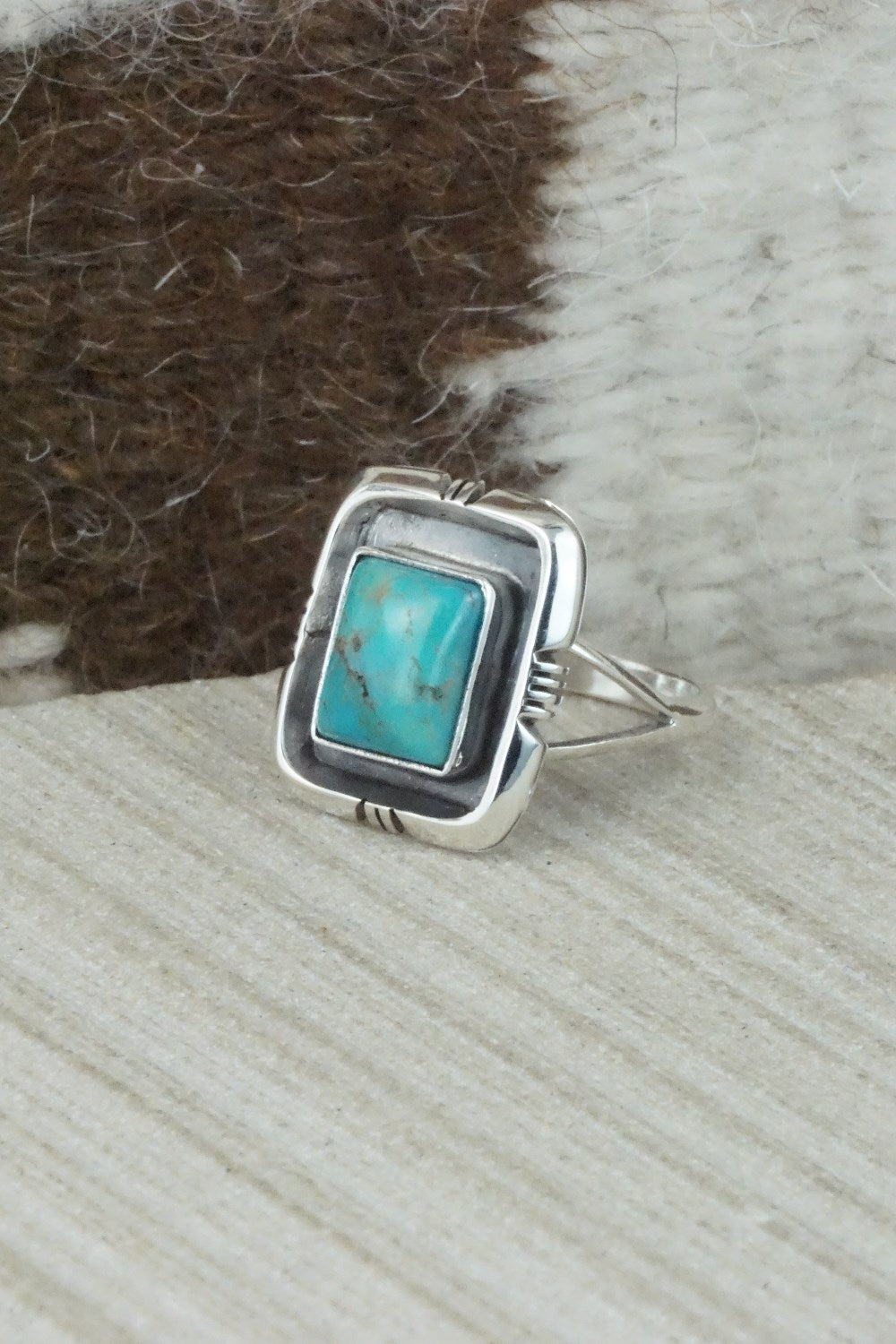 Turquoise & Sterling Silver Ring - Mark Barney - Size 8.75