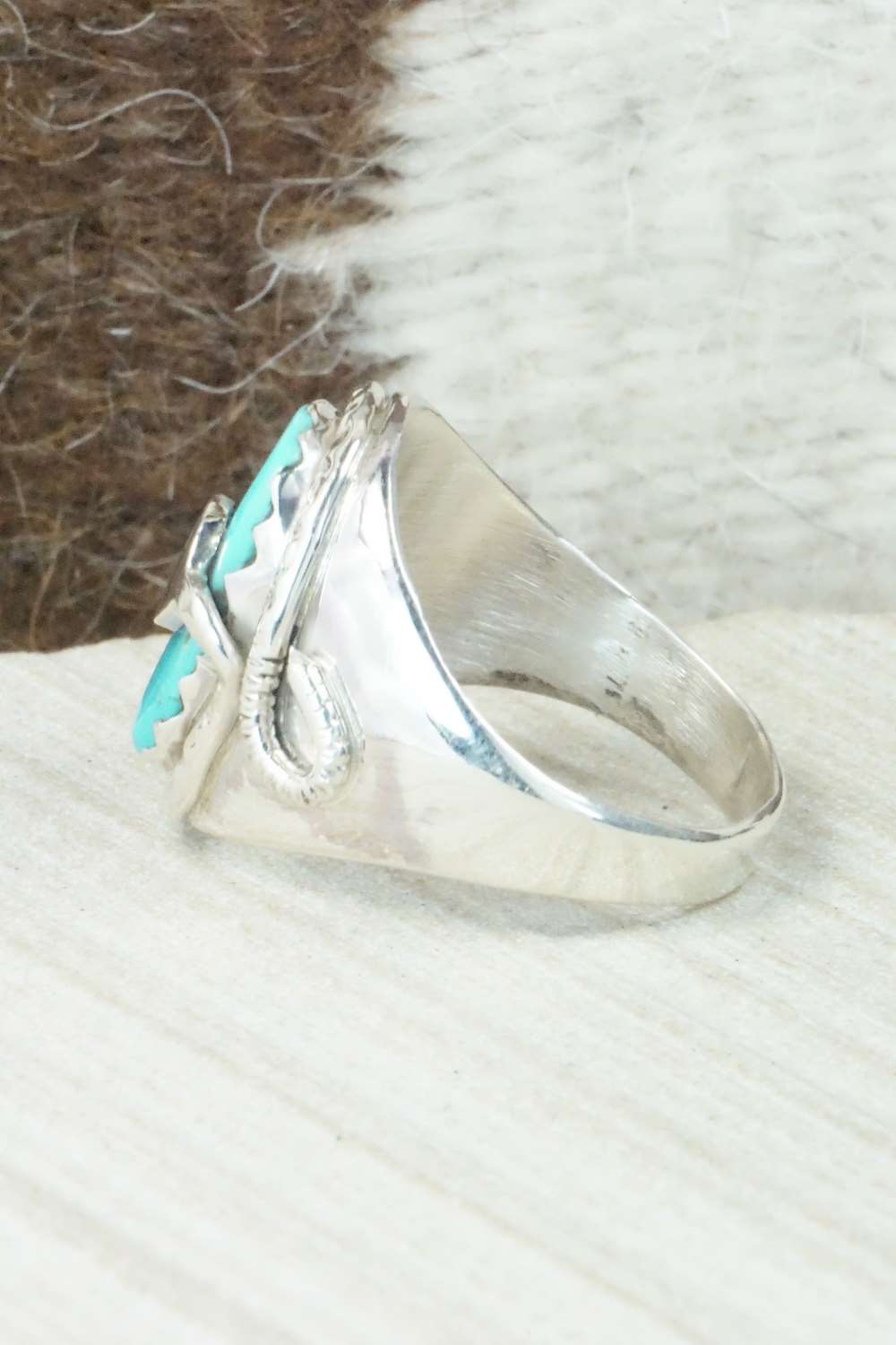 Turquoise & Sterling Silver Ring - Joy Calabaza - Size 11.5