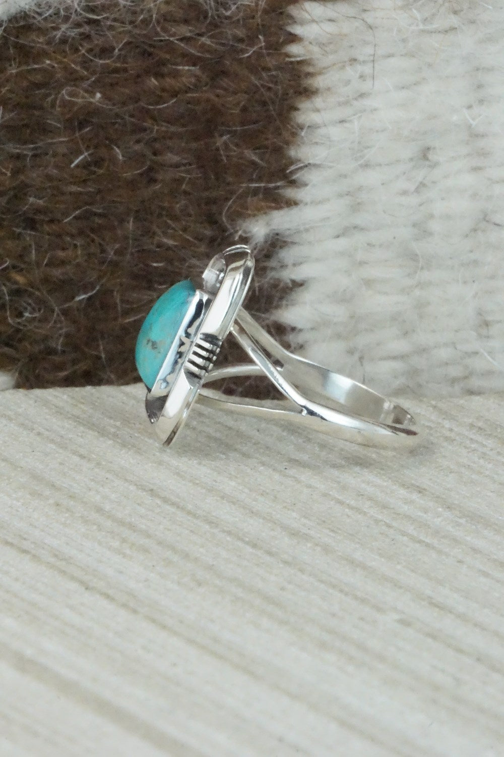 Turquoise & Sterling Silver Ring - Mark Barney - Size 8.75