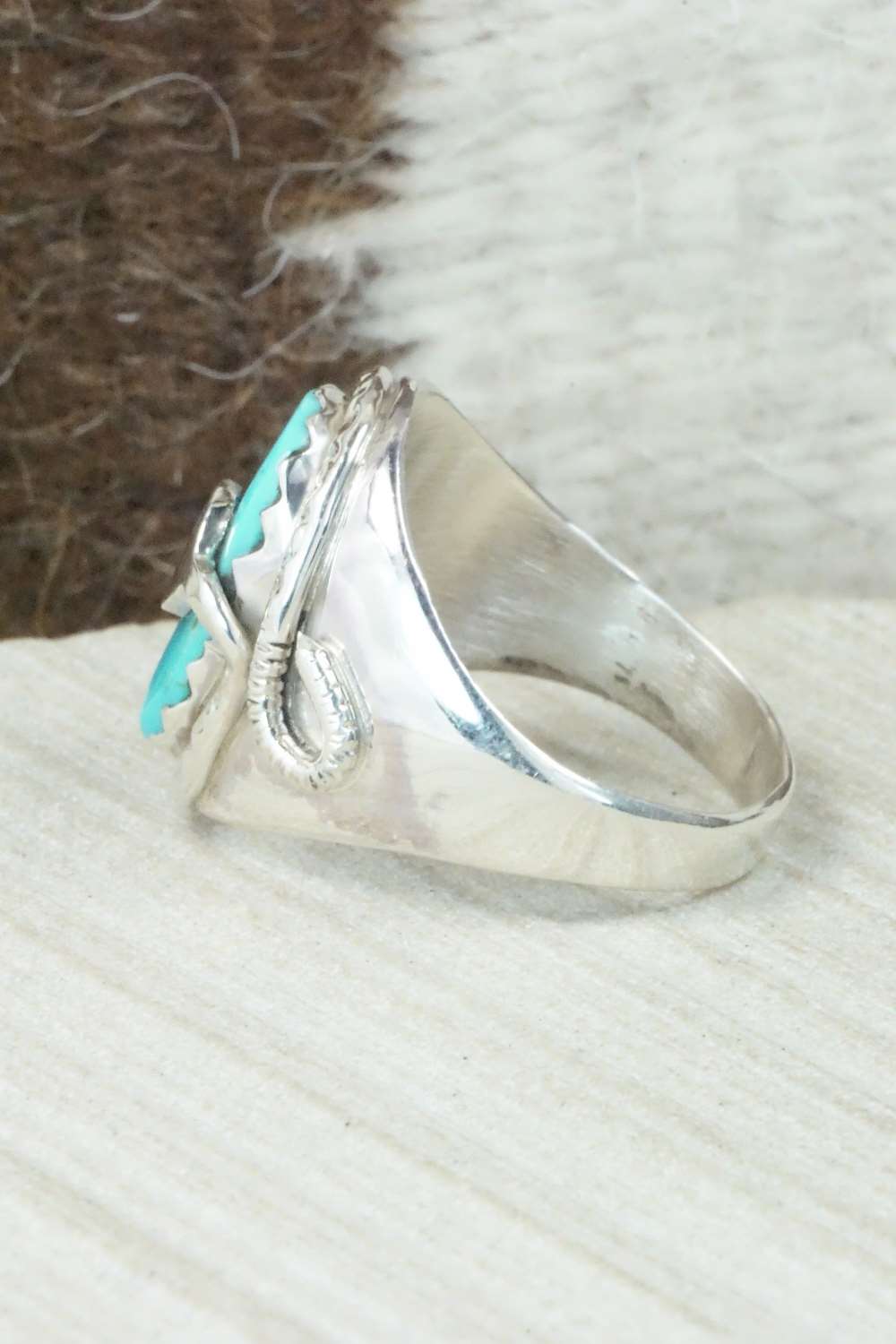 Turquoise & Sterling Silver Ring - Joy Calabaza - Size 11.5