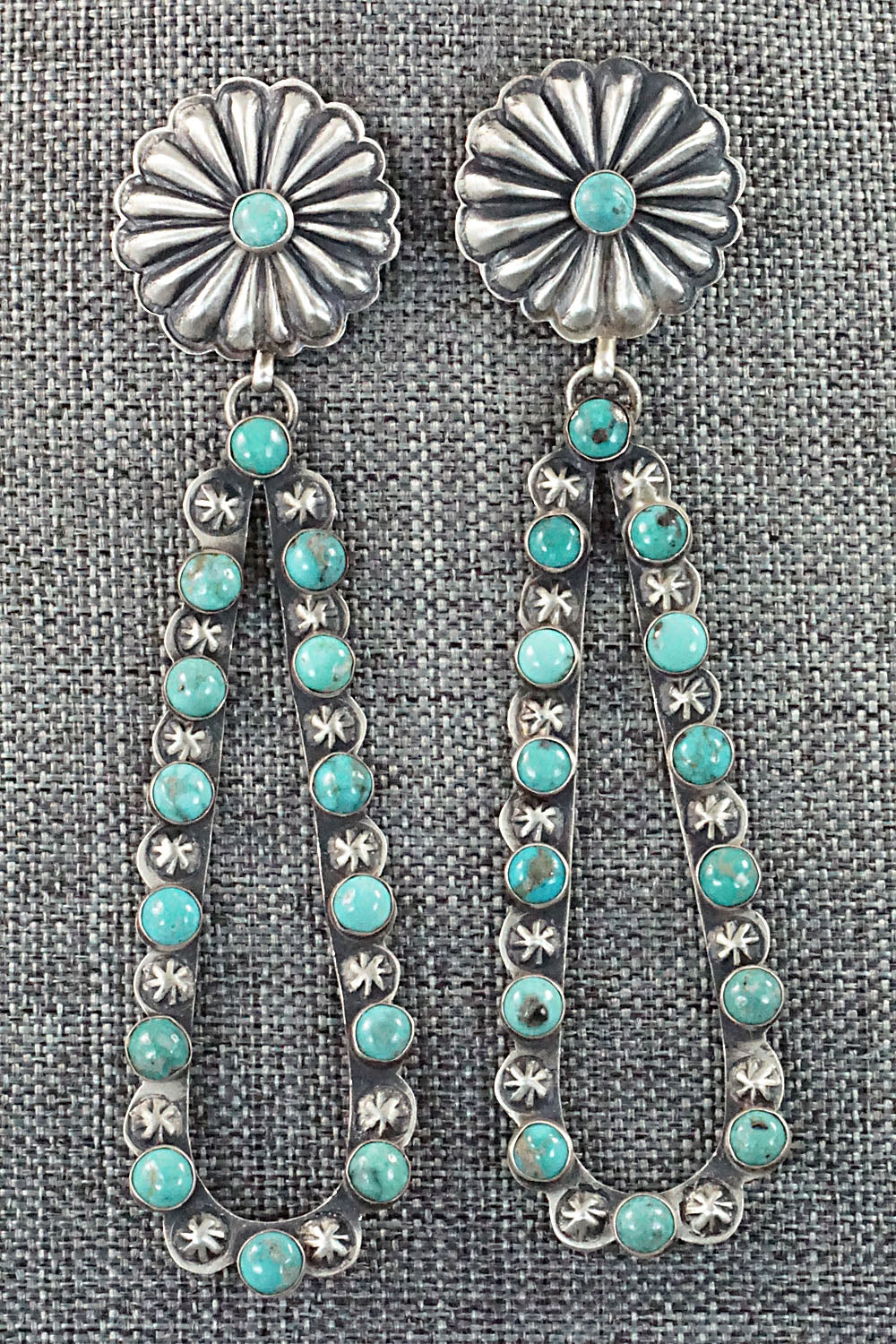 Turquoise and Sterling Silver Earrings - Eugene Charley