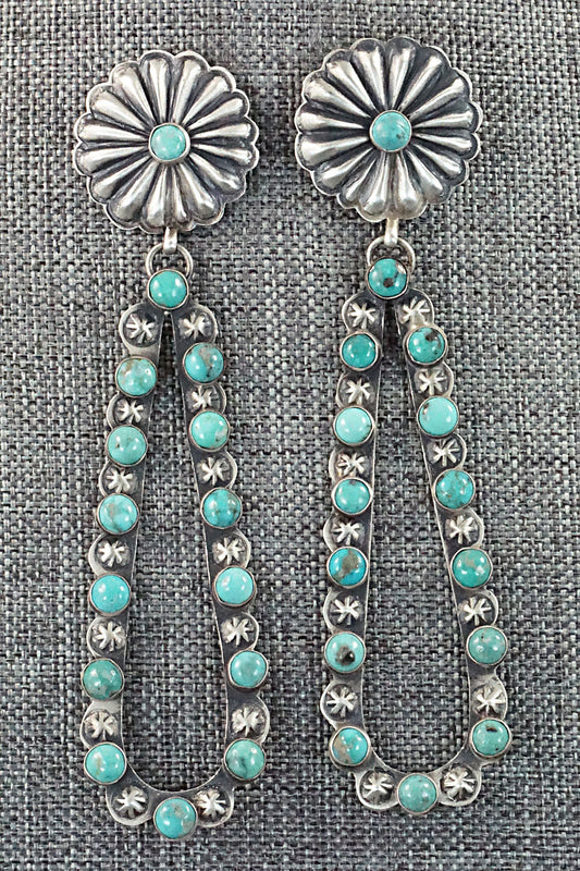 Turquoise and Sterling Silver Earrings - Eugene Charley