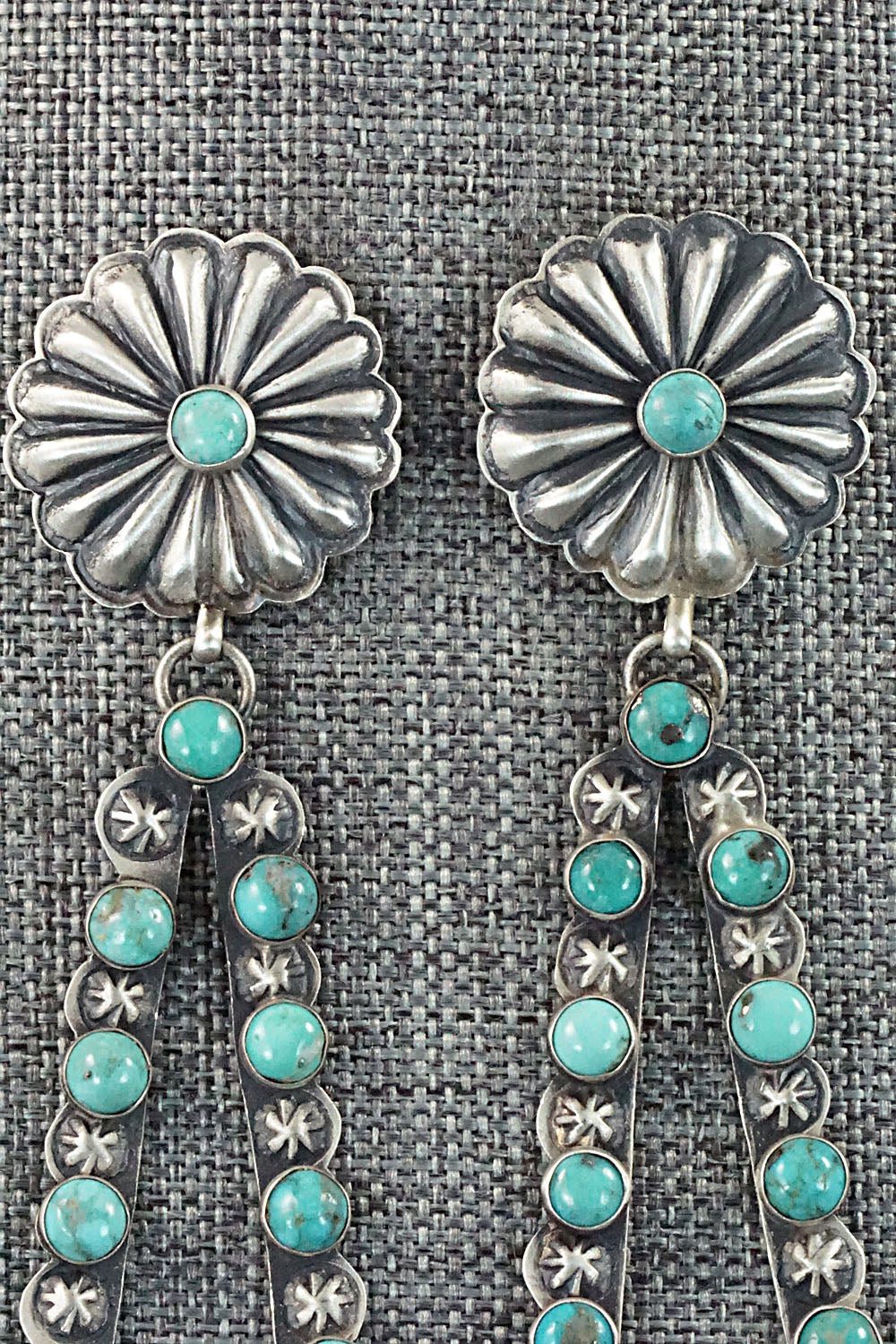 Turquoise and Sterling Silver Earrings - Eugene Charley