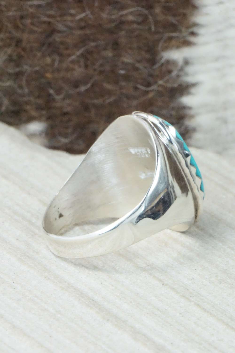 Turquoise & Sterling Silver Ring - Joy Calabaza - Size 11.5