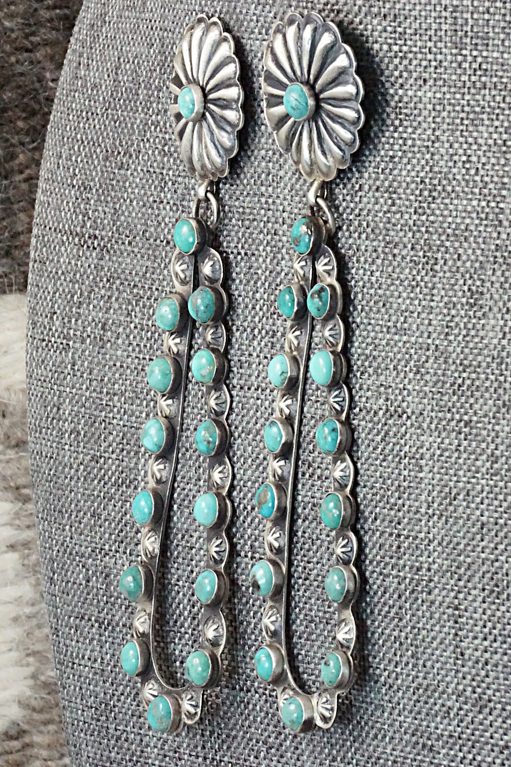 Turquoise and Sterling Silver Earrings - Eugene Charley