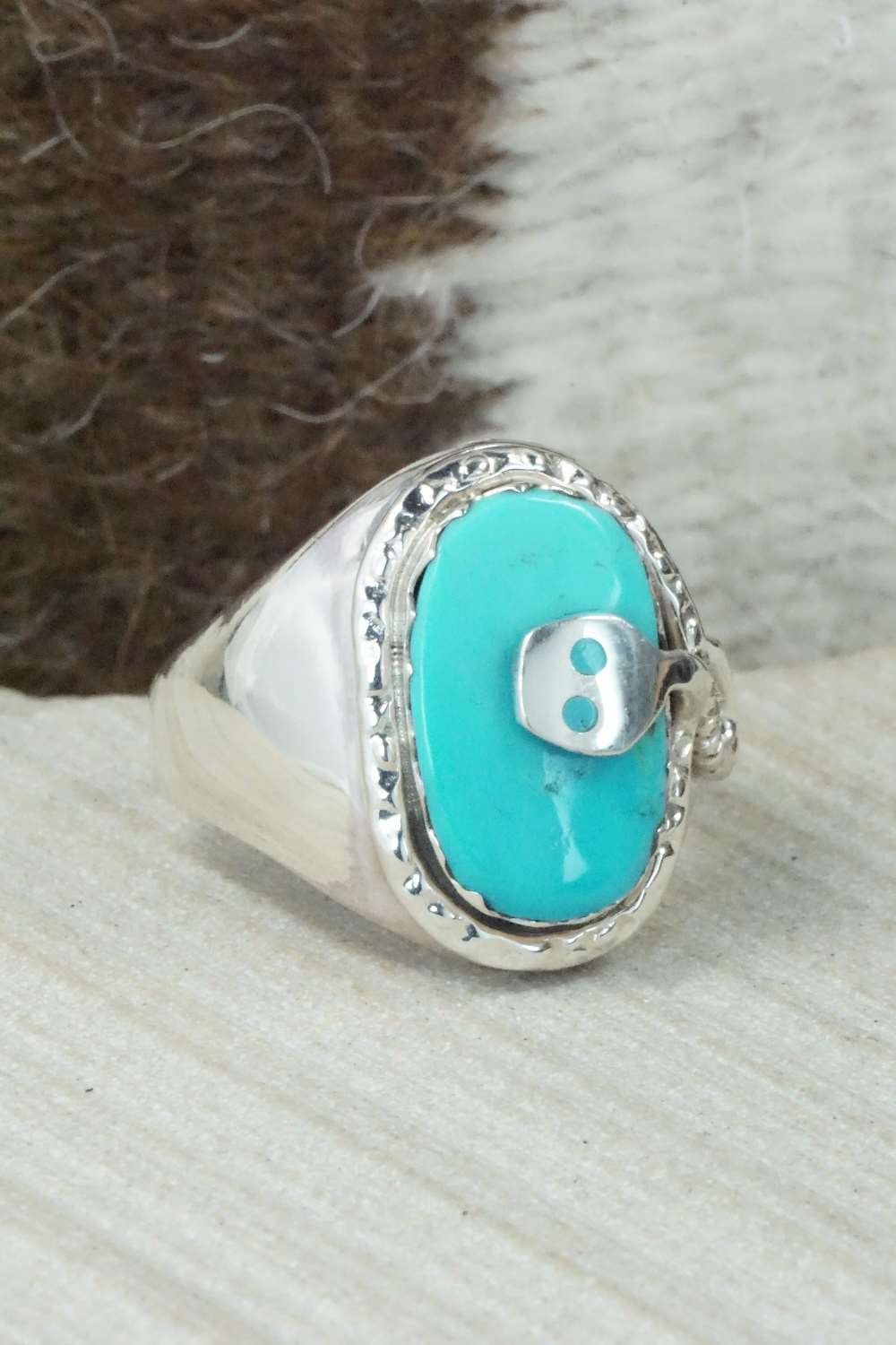 Turquoise & Sterling Silver Ring - Joy Calabaza - Size 11.5