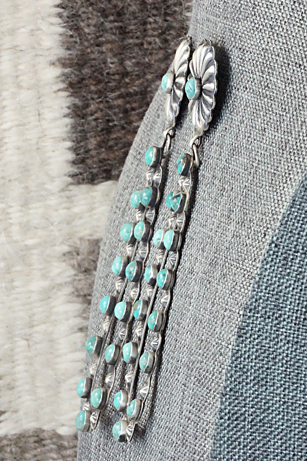 Turquoise and Sterling Silver Earrings - Eugene Charley
