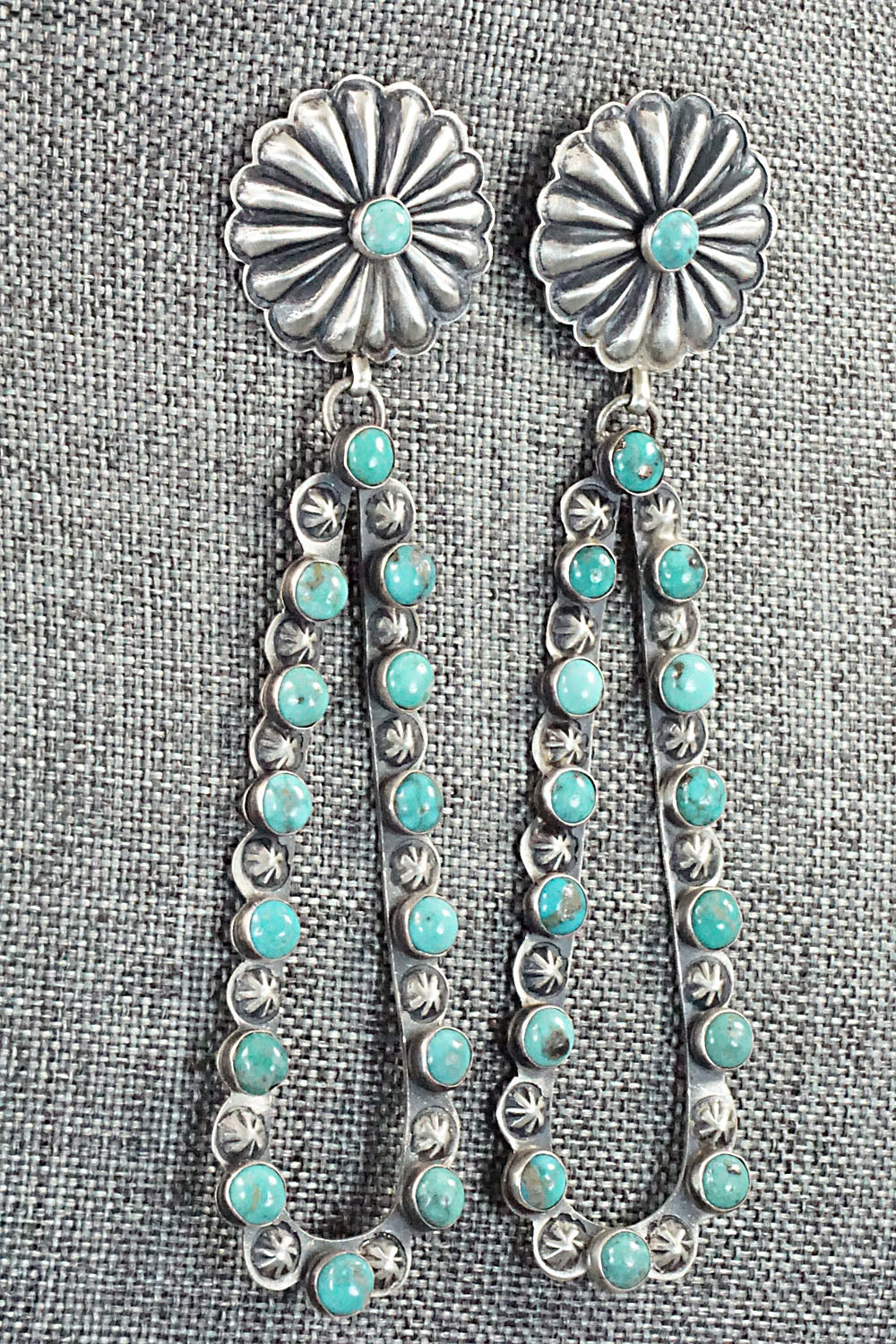 Turquoise and Sterling Silver Earrings - Eugene Charley
