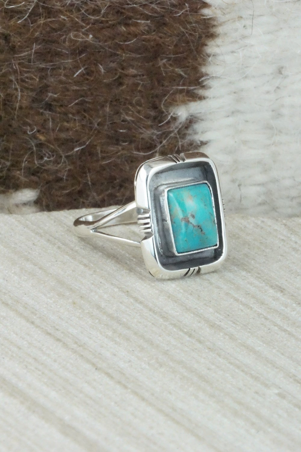 Turquoise & Sterling Silver Ring - Mark Barney - Size 8.75