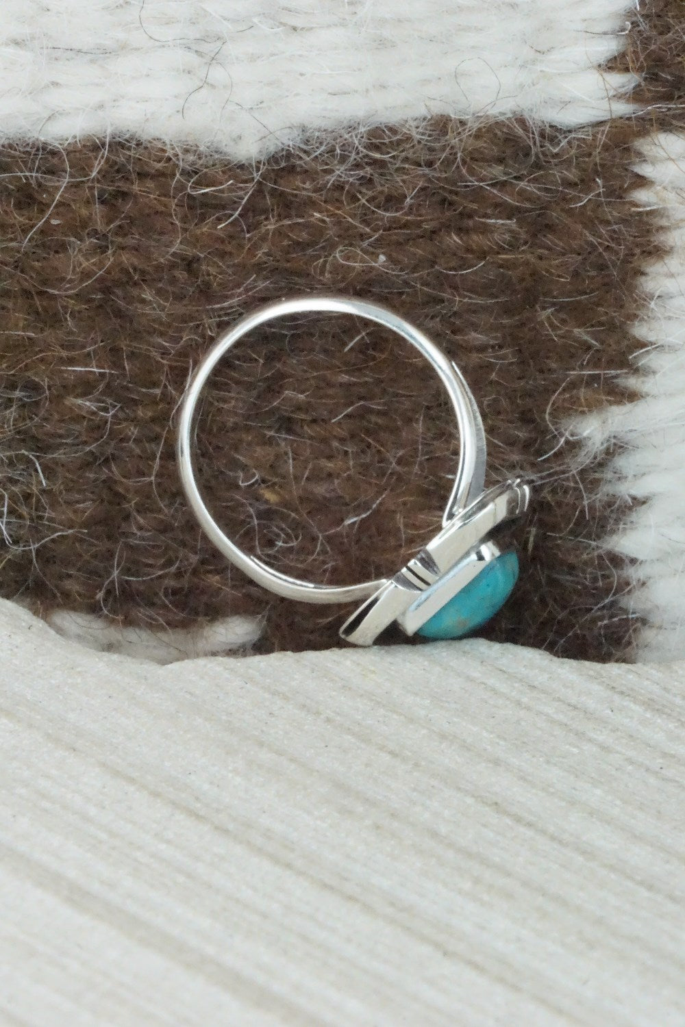 Turquoise & Sterling Silver Ring - Mark Barney - Size 8.75