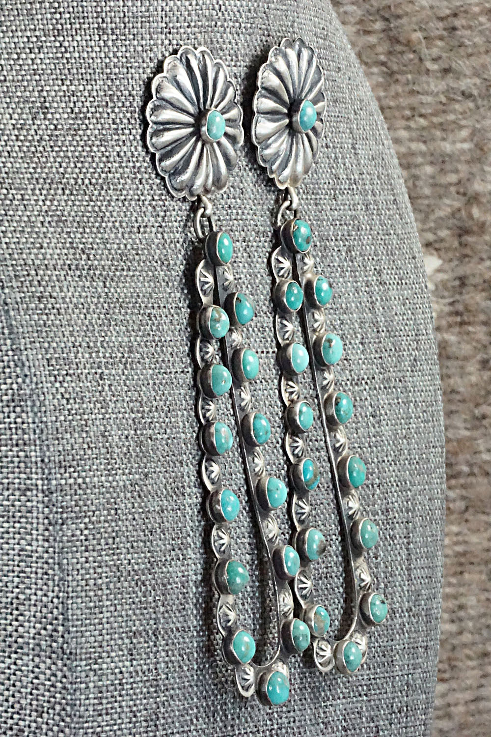 Turquoise and Sterling Silver Earrings - Eugene Charley