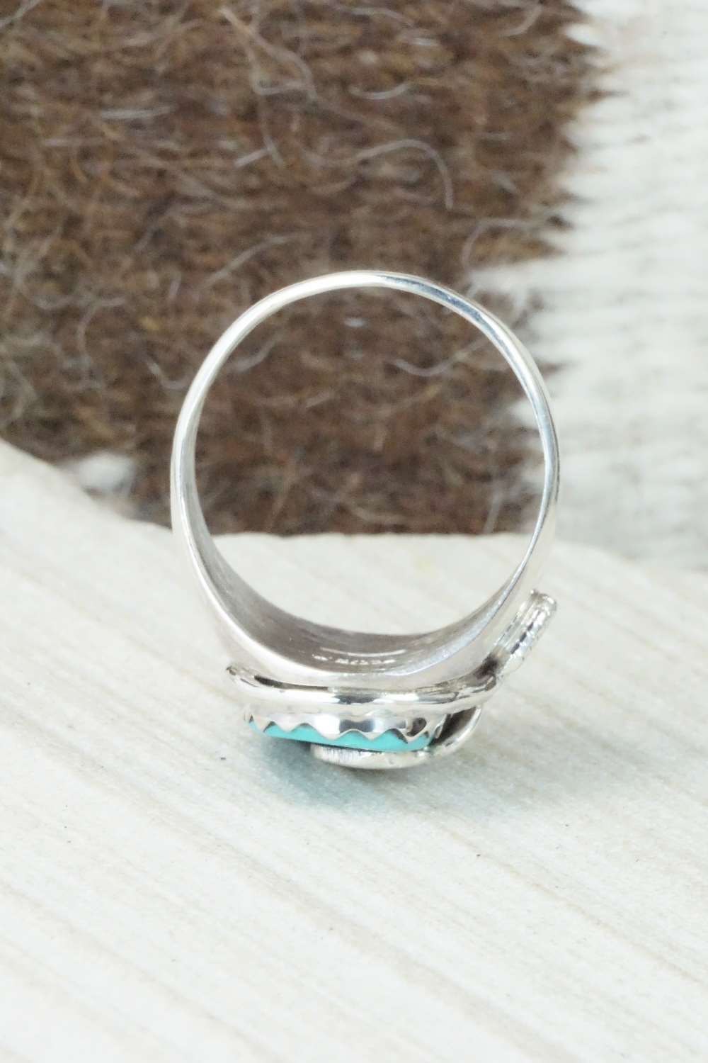 Turquoise & Sterling Silver Ring - Joy Calabaza - Size 11.5