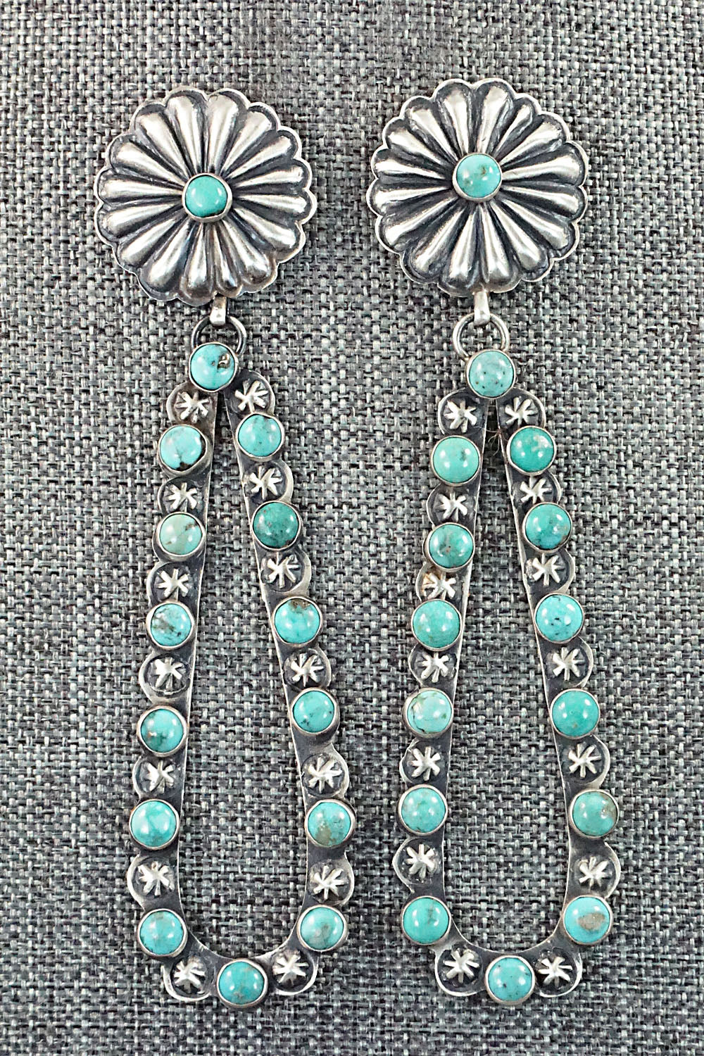 Turquoise and Sterling Silver Earrings - Eugene Charley