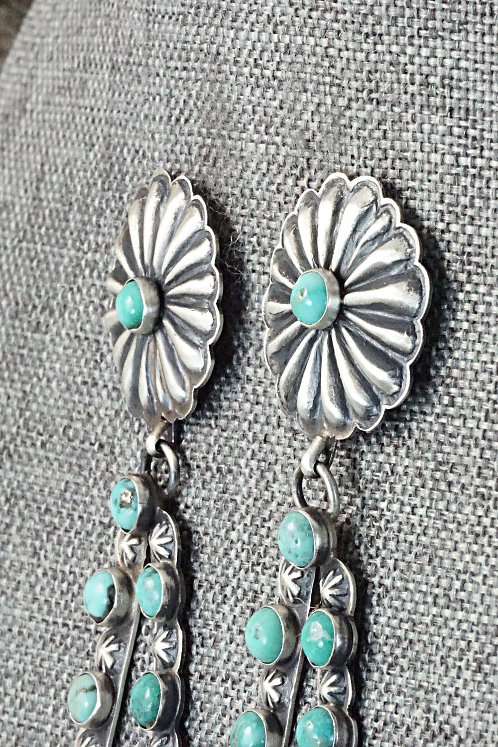 Turquoise and Sterling Silver Earrings - Eugene Charley