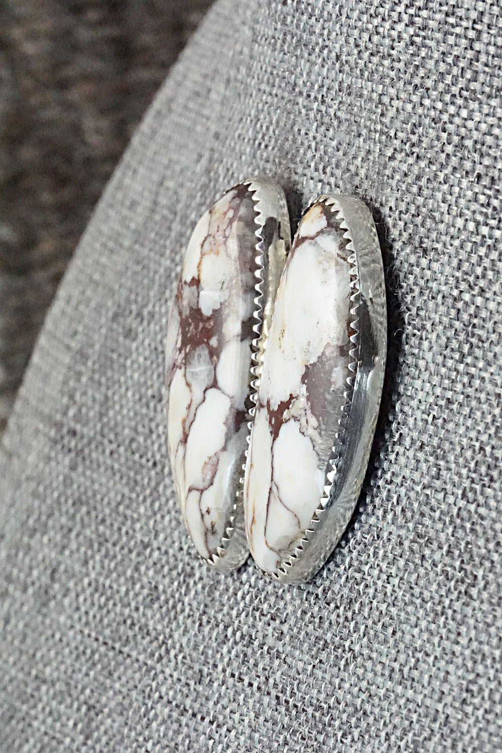 Wild Horse & Sterling Silver Earrings - Leslie Nez