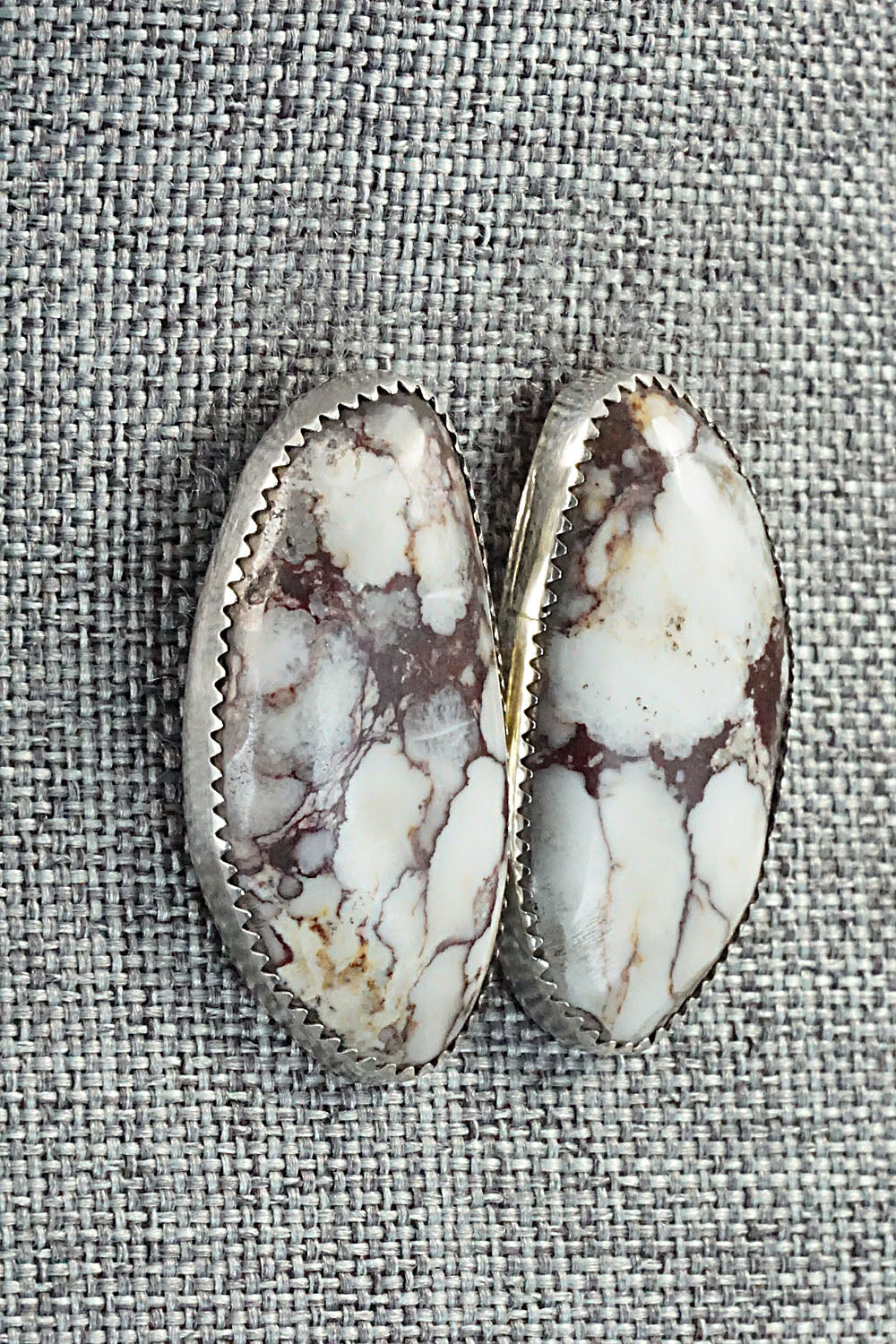 Wild Horse & Sterling Silver Earrings - Leslie Nez