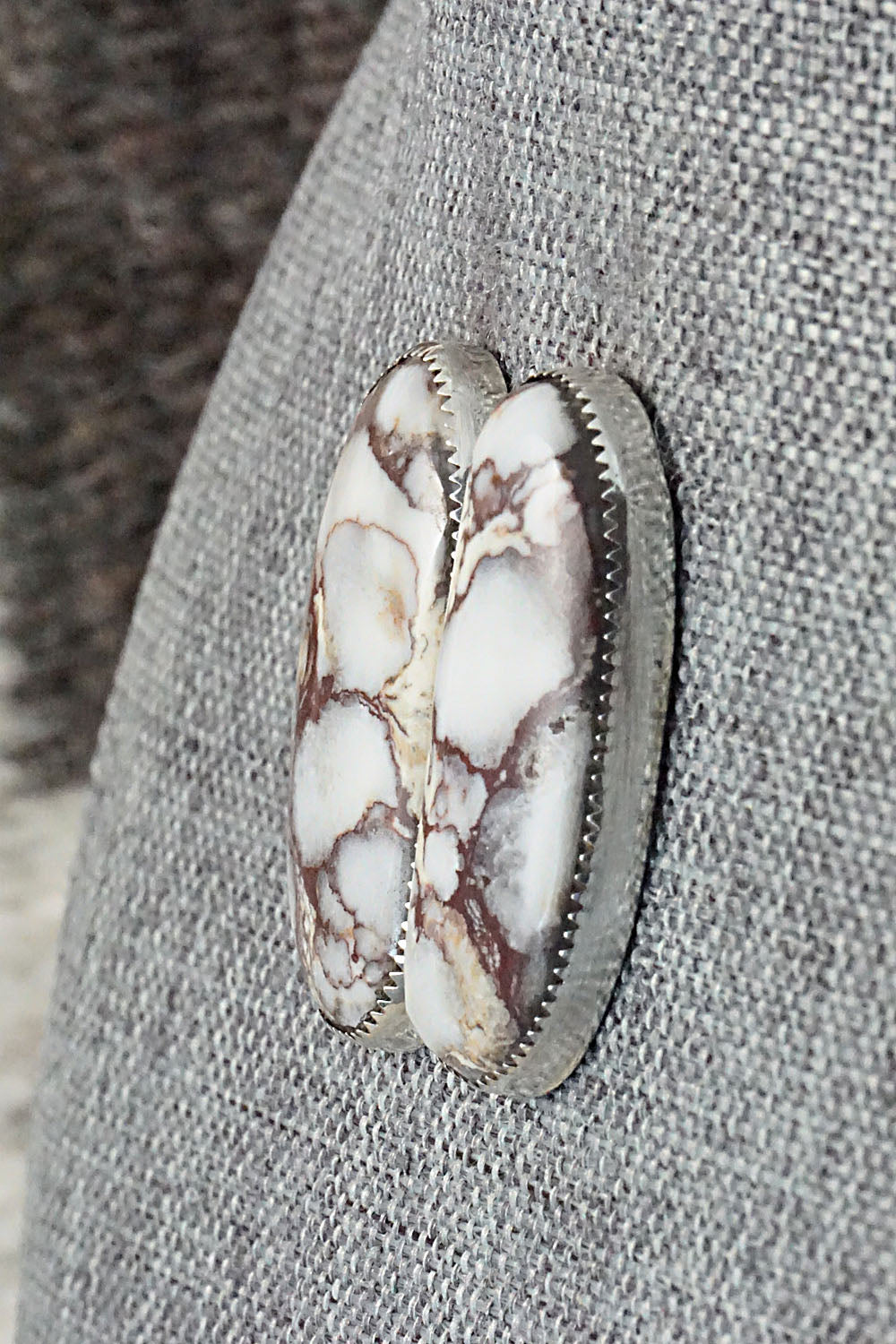 Wild Horse & Sterling Silver Earrings - Leslie Nez