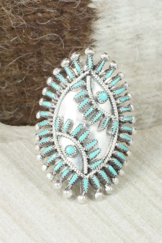 Turquoise & Sterling Silver Ring - Vincent Johnson - Size 7.75