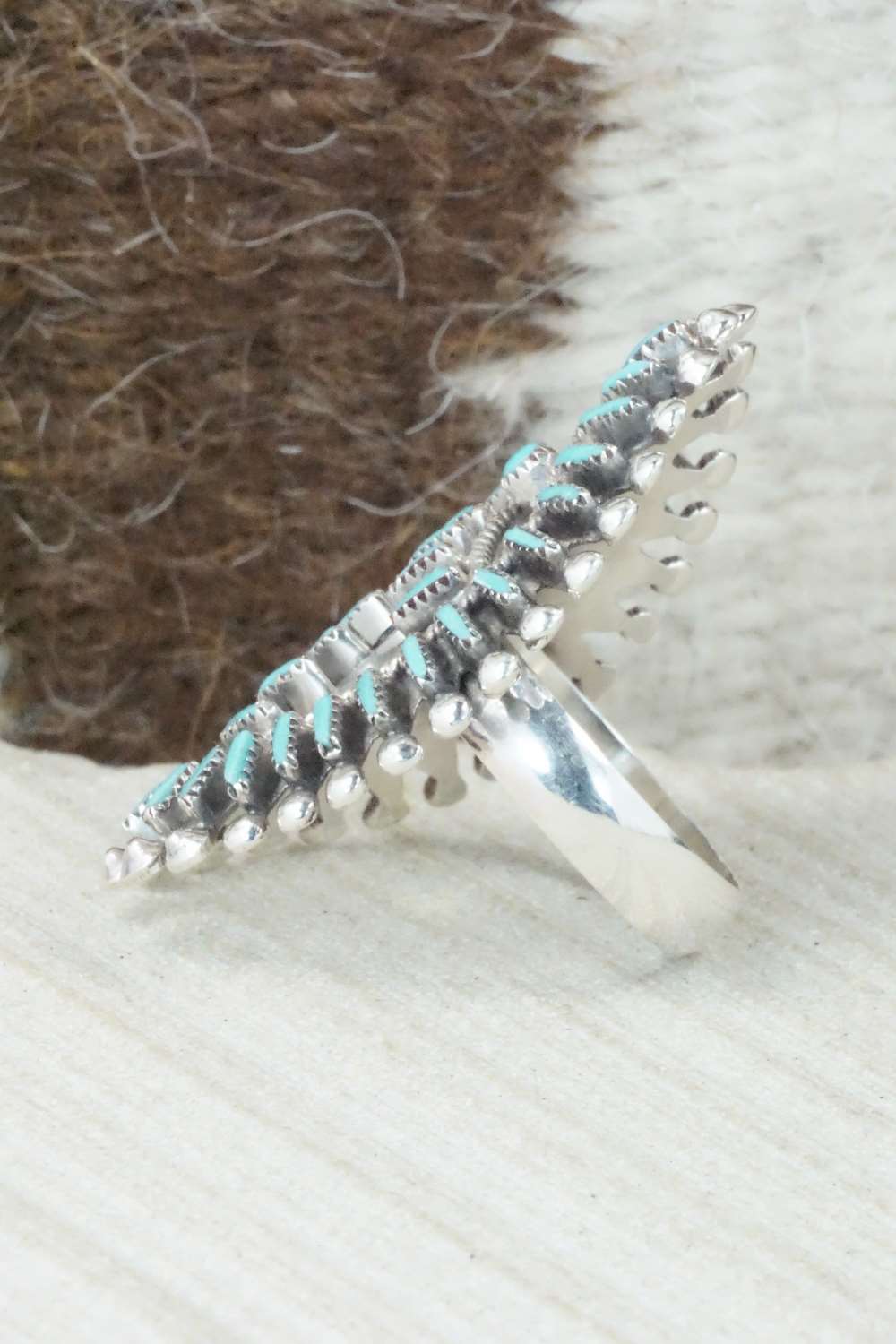 Turquoise & Sterling Silver Ring - Vincent Johnson - Size 7.75