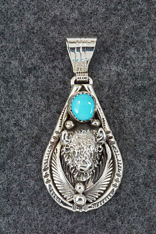 Turquoise and Sterling Silver Pendant - Genevieve Francisco