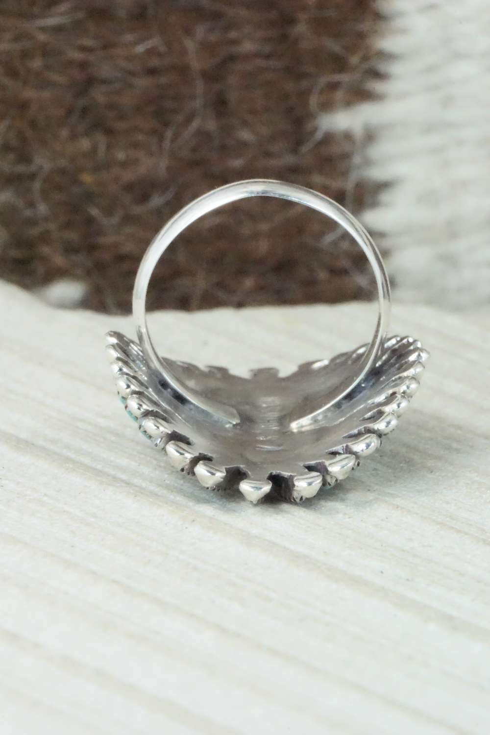 Turquoise & Sterling Silver Ring - Vincent Johnson - Size 7.75