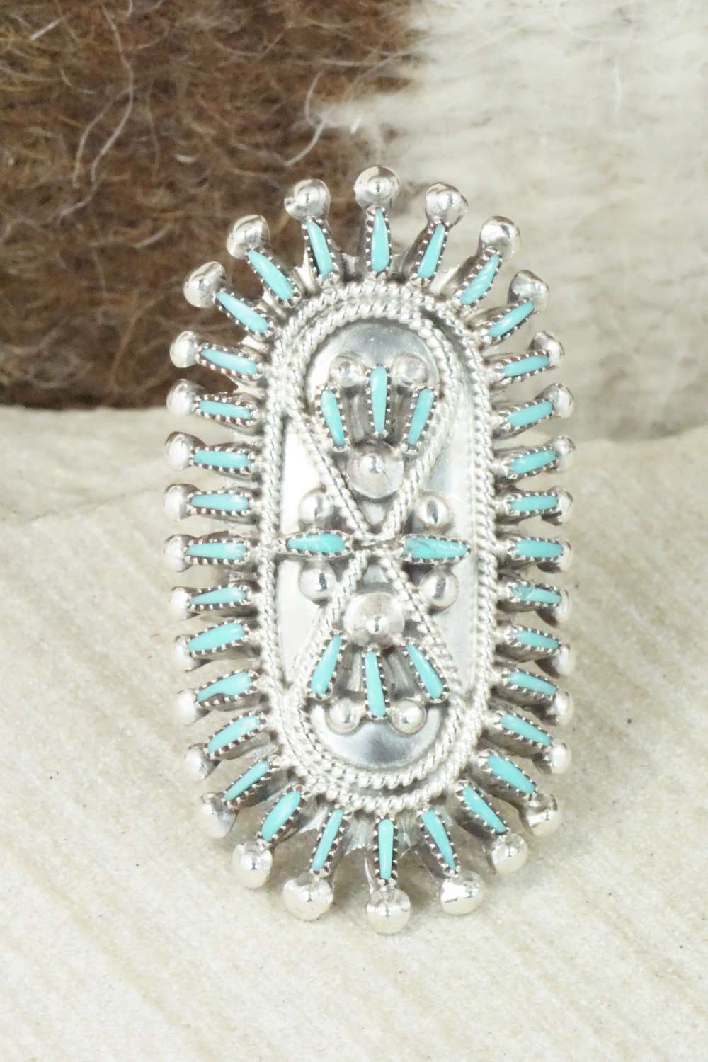 Turquoise & Sterling Silver Ring - Vincent Johnson - Size 7