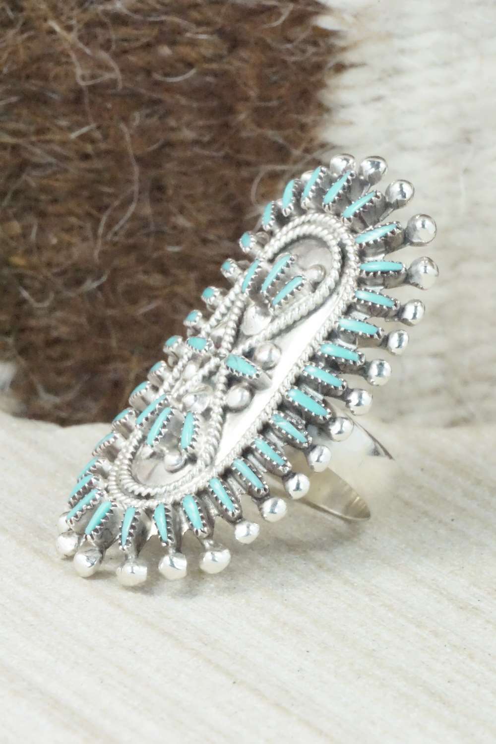 Turquoise & Sterling Silver Ring - Vincent Johnson - Size 7