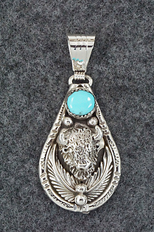 Turquoise and Sterling Silver Pendant - Genevieve Francisco
