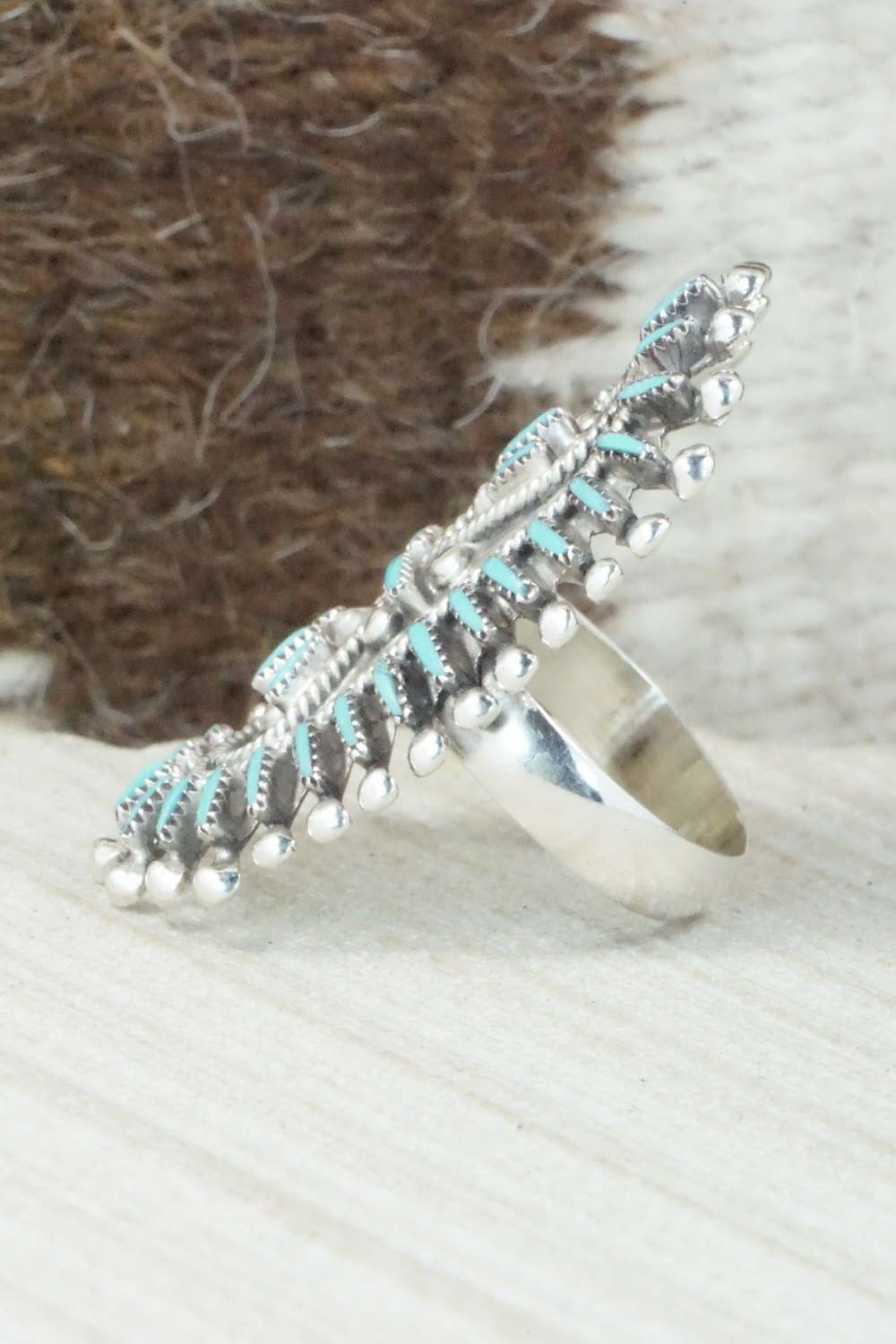 Turquoise & Sterling Silver Ring - Vincent Johnson - Size 7