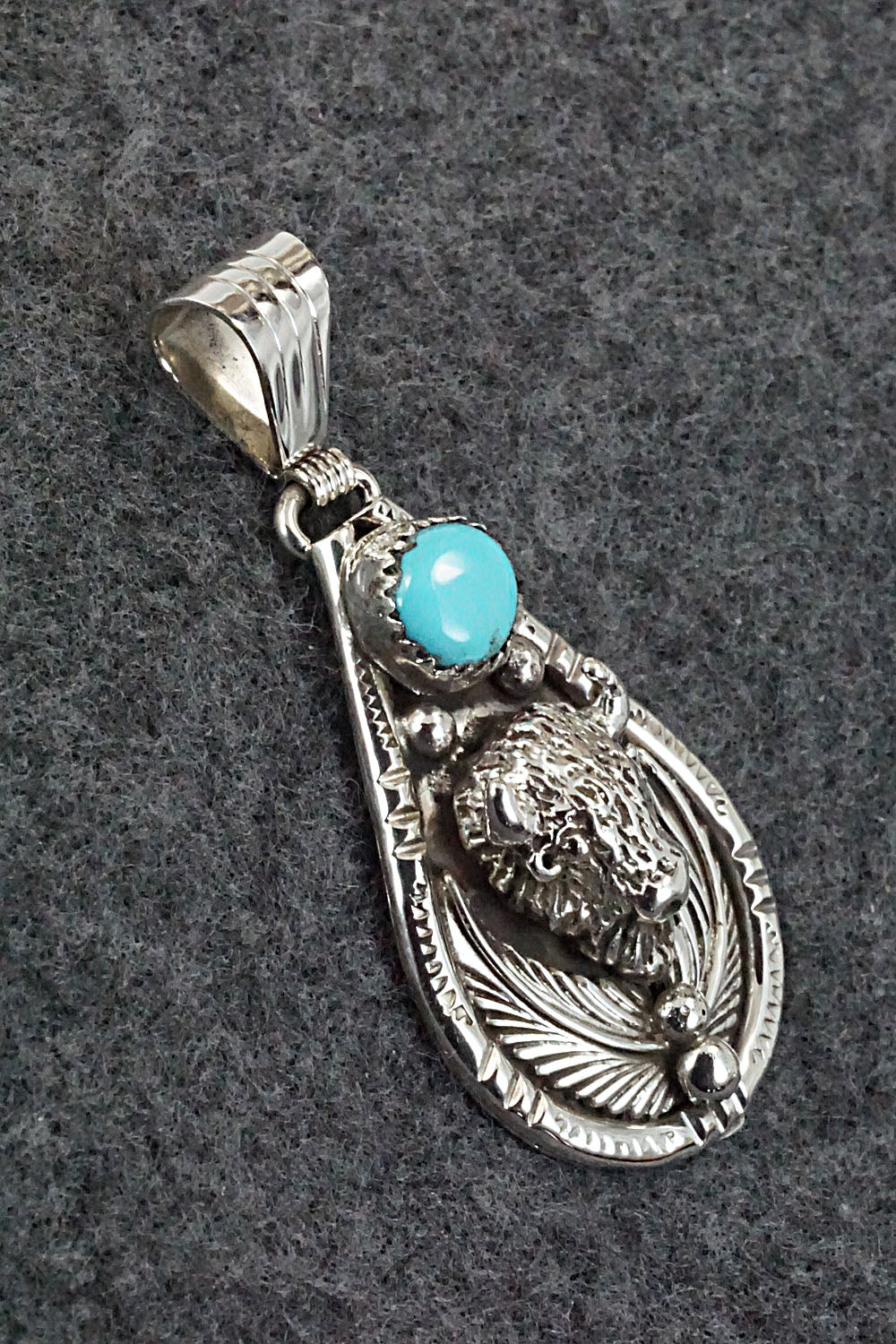 Turquoise and Sterling Silver Pendant - Genevieve Francisco