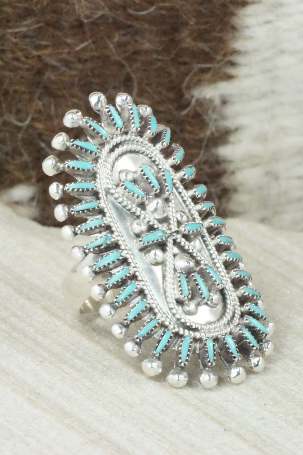 Turquoise & Sterling Silver Ring - Vincent Johnson - Size 7