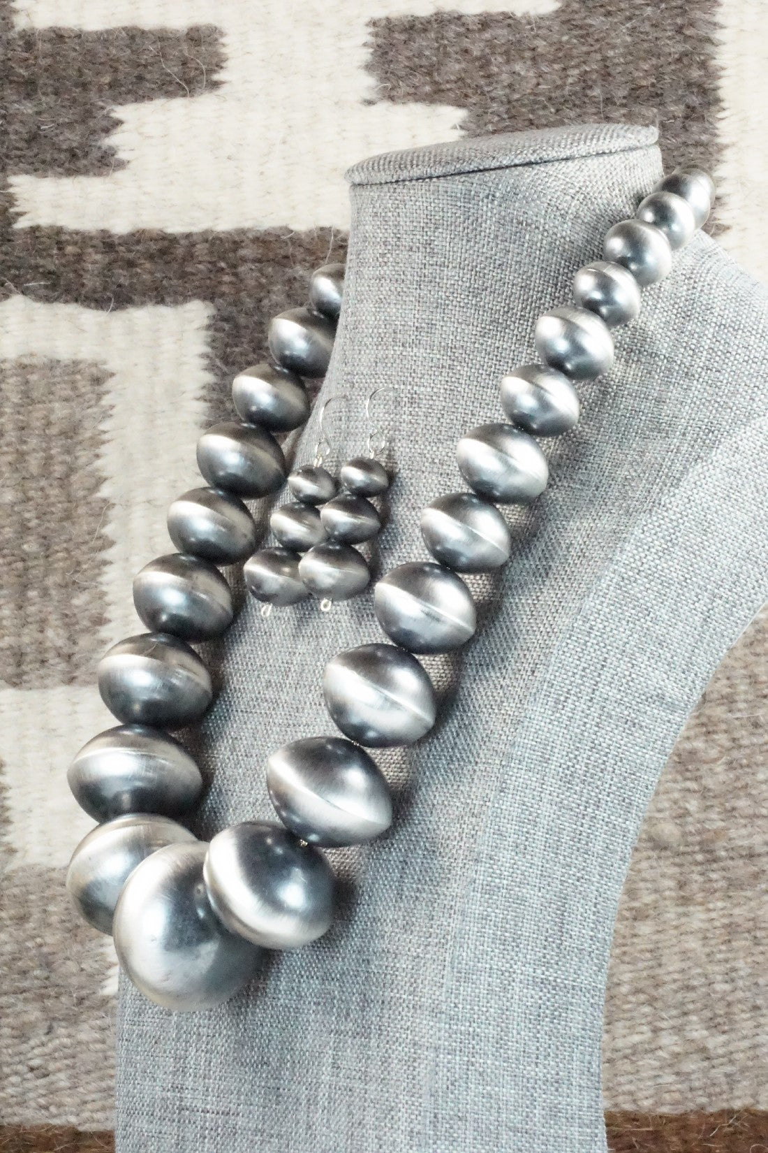 Sterling Silver Navajo Pearl Necklace & Earrings - Tonisha Haley