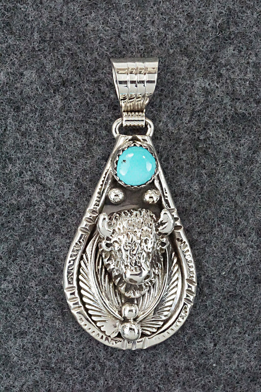 Turquoise and Sterling Silver Pendant - Genevieve Francisco