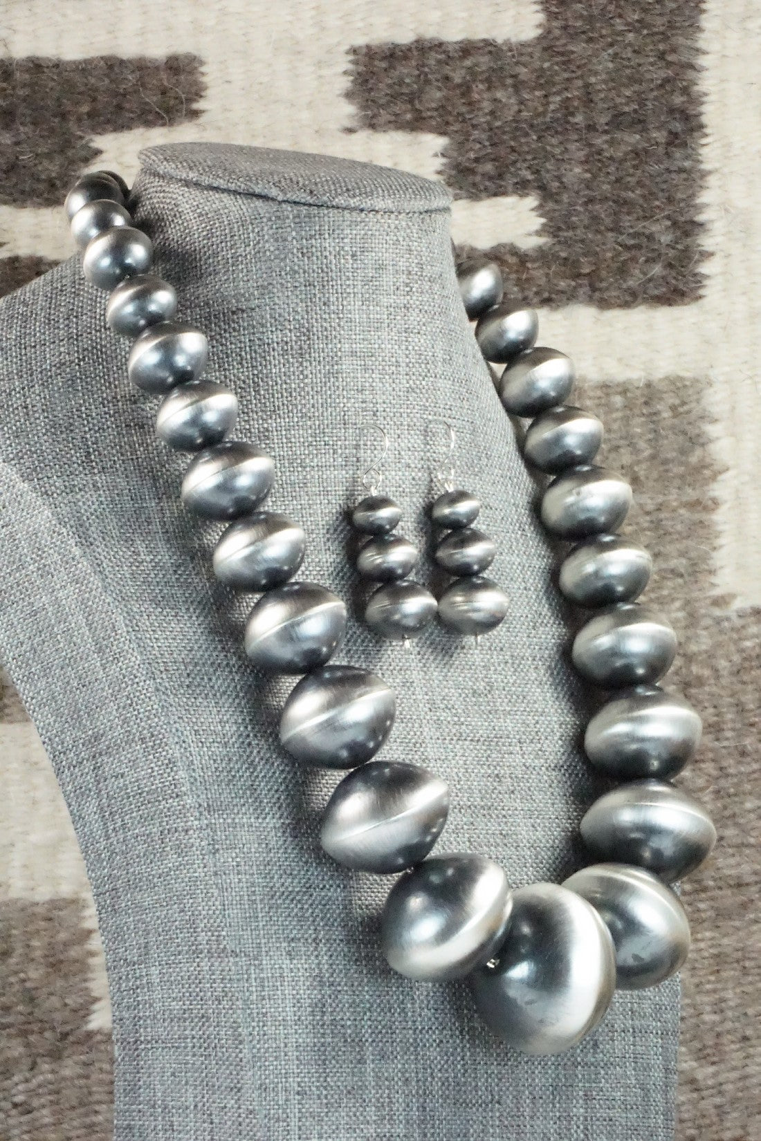 Sterling Silver Navajo Pearl Necklace & Earrings - Tonisha Haley