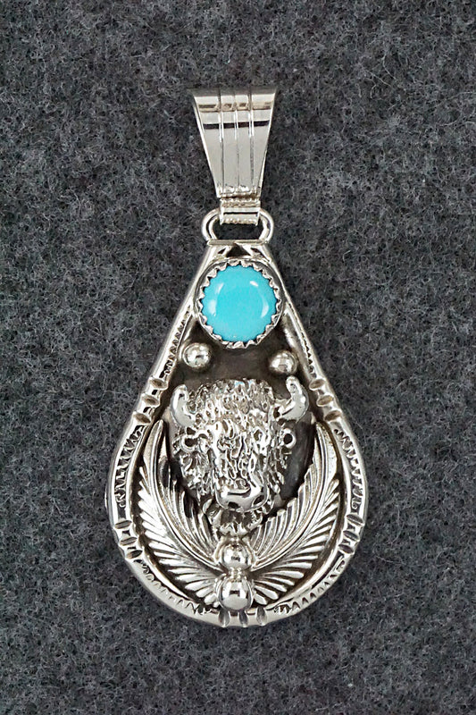 Turquoise and Sterling Silver Pendant - Genevieve Francisco