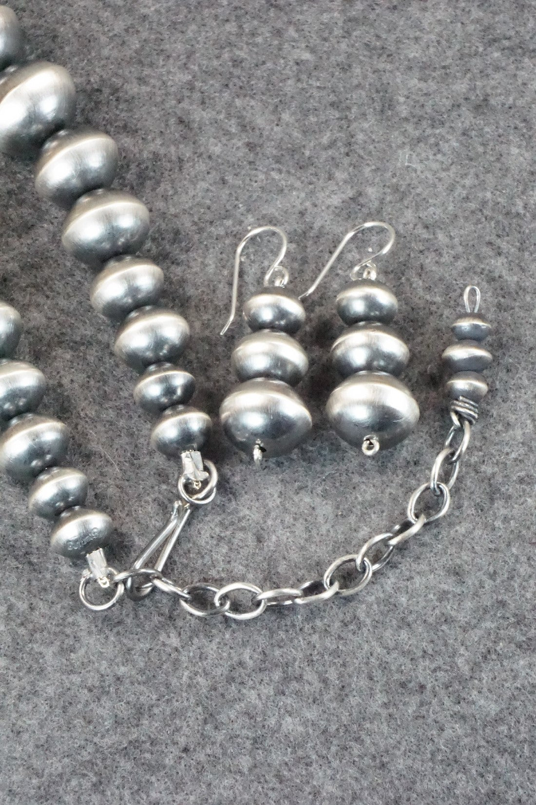 Sterling Silver Navajo Pearl Necklace & Earrings - Tonisha Haley