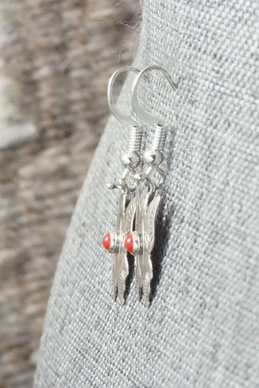 Coral & Sterling Silver Earrings - Lucille Platero