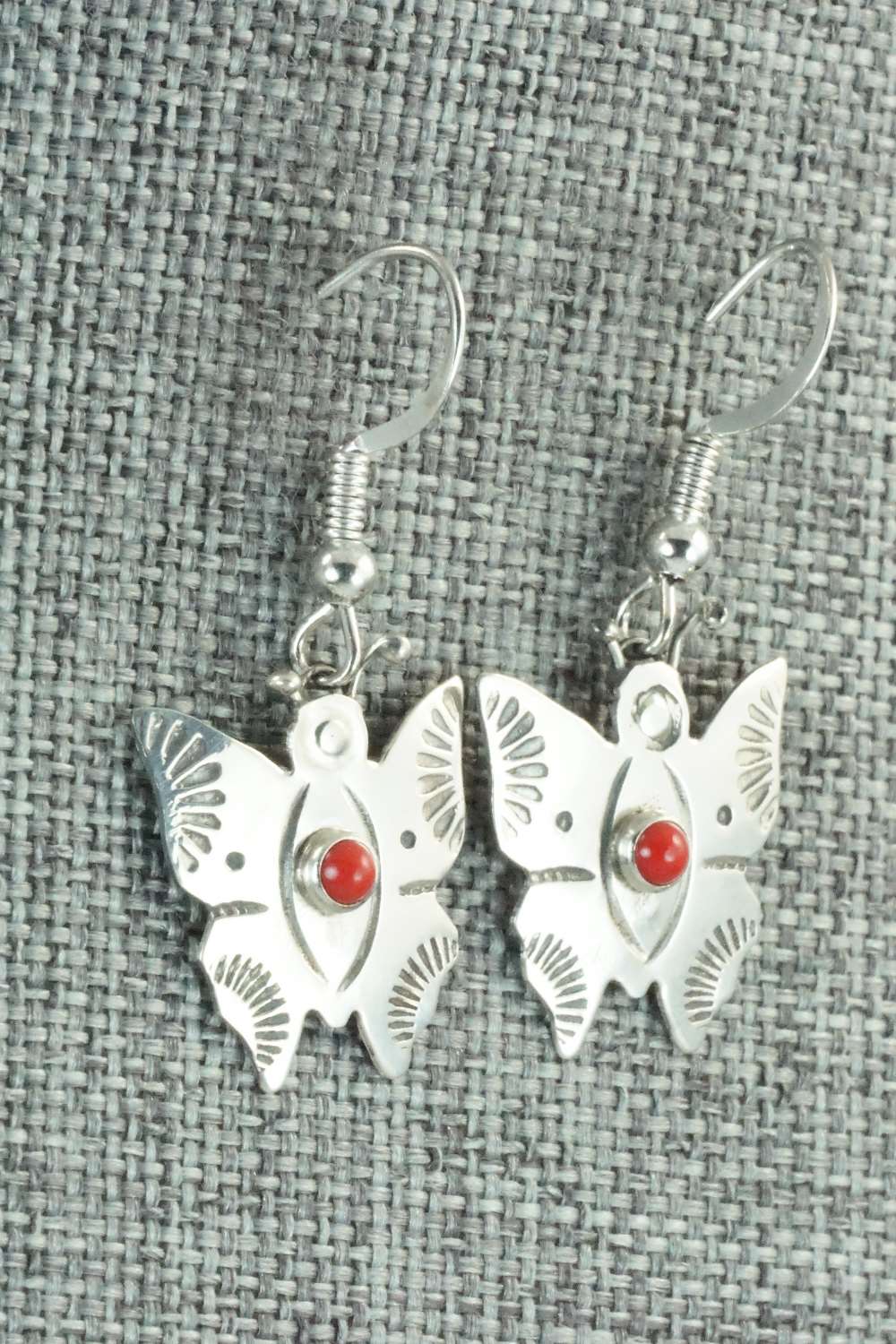 Coral & Sterling Silver Earrings - Lucille Platero