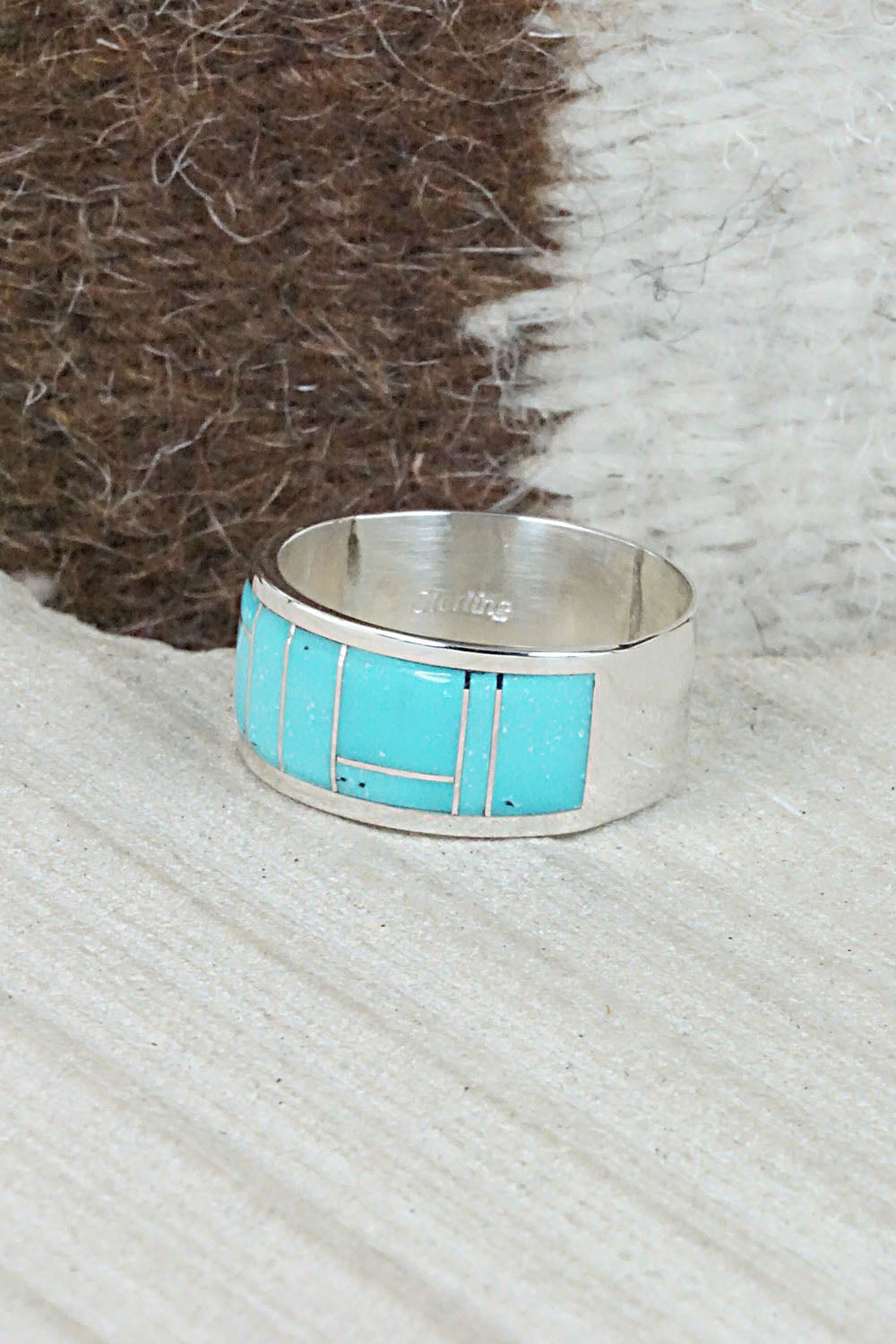 Turquoise & Sterling Silver Ring - Bernard Cachini - Size 11