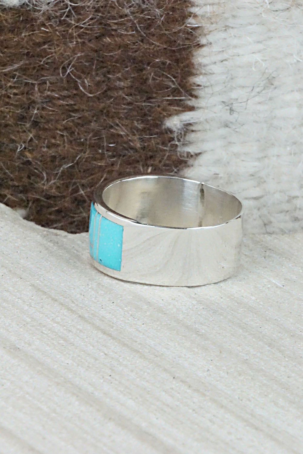 Turquoise & Sterling Silver Ring - Bernard Cachini - Size 11