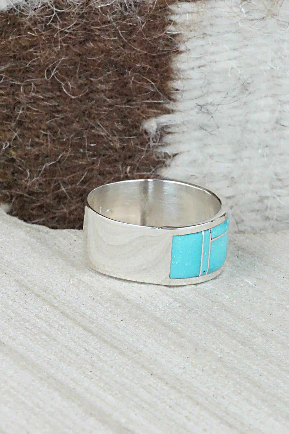 Turquoise & Sterling Silver Ring - Bernard Cachini - Size 11