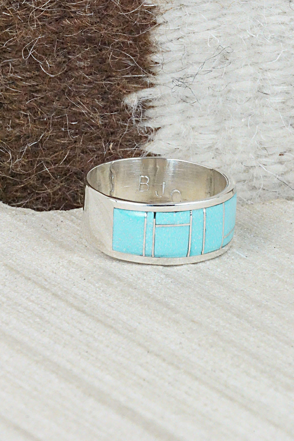 Turquoise & Sterling Silver Ring - Bernard Cachini - Size 12.25