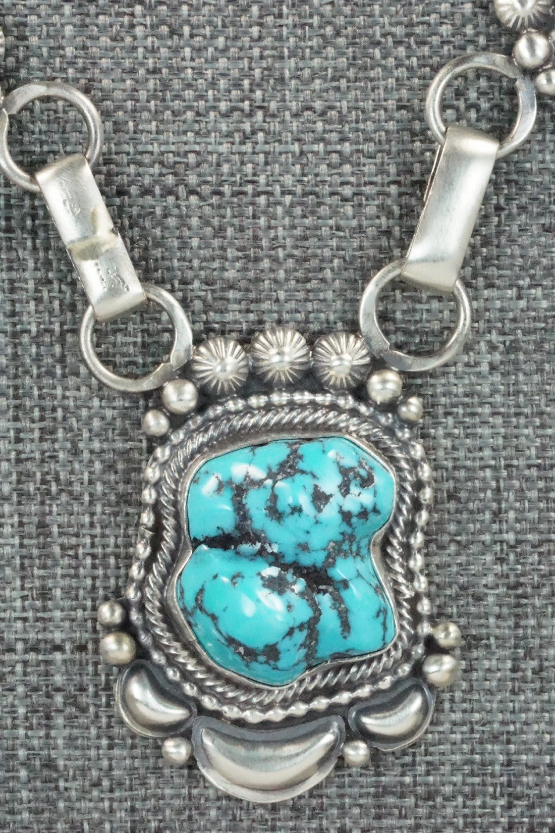 Turquoise, Coral & Sterling Silver Necklace and Earrings Set - Tom Lewis